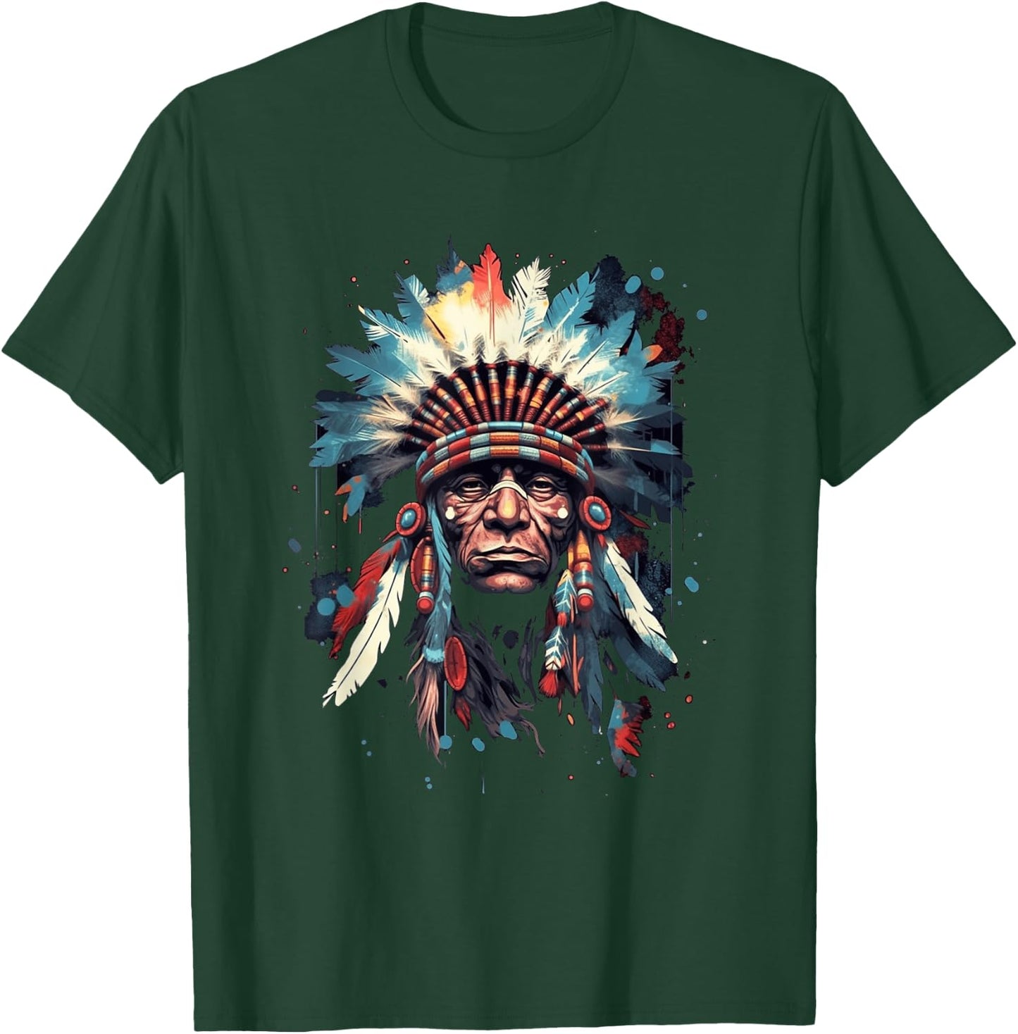 Native American Indian Headdress Traditional Art Men Women T-Shirt - T-Shirt | Forest