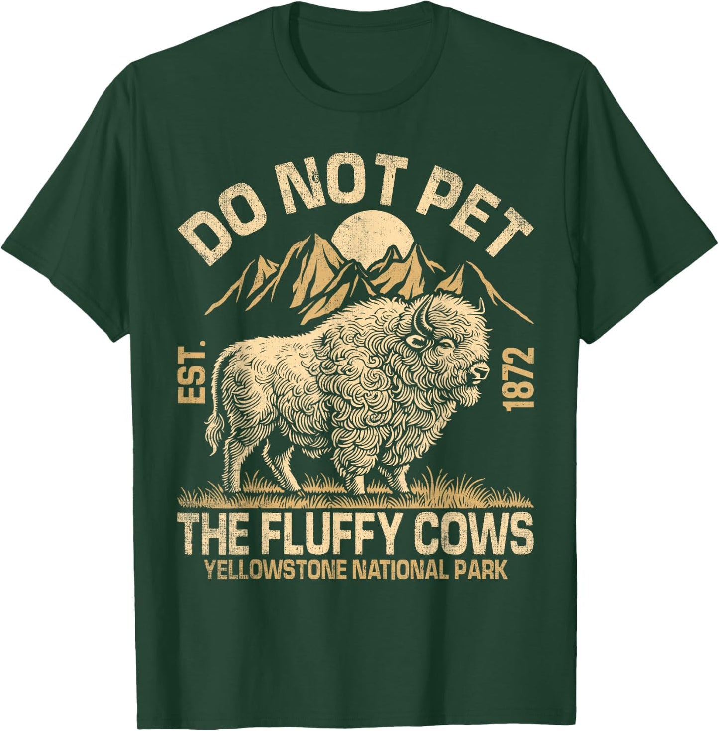 Vintage Do Not Pet The Fluffy Cows American Bison T-Shirt - T-Shirt | Forest