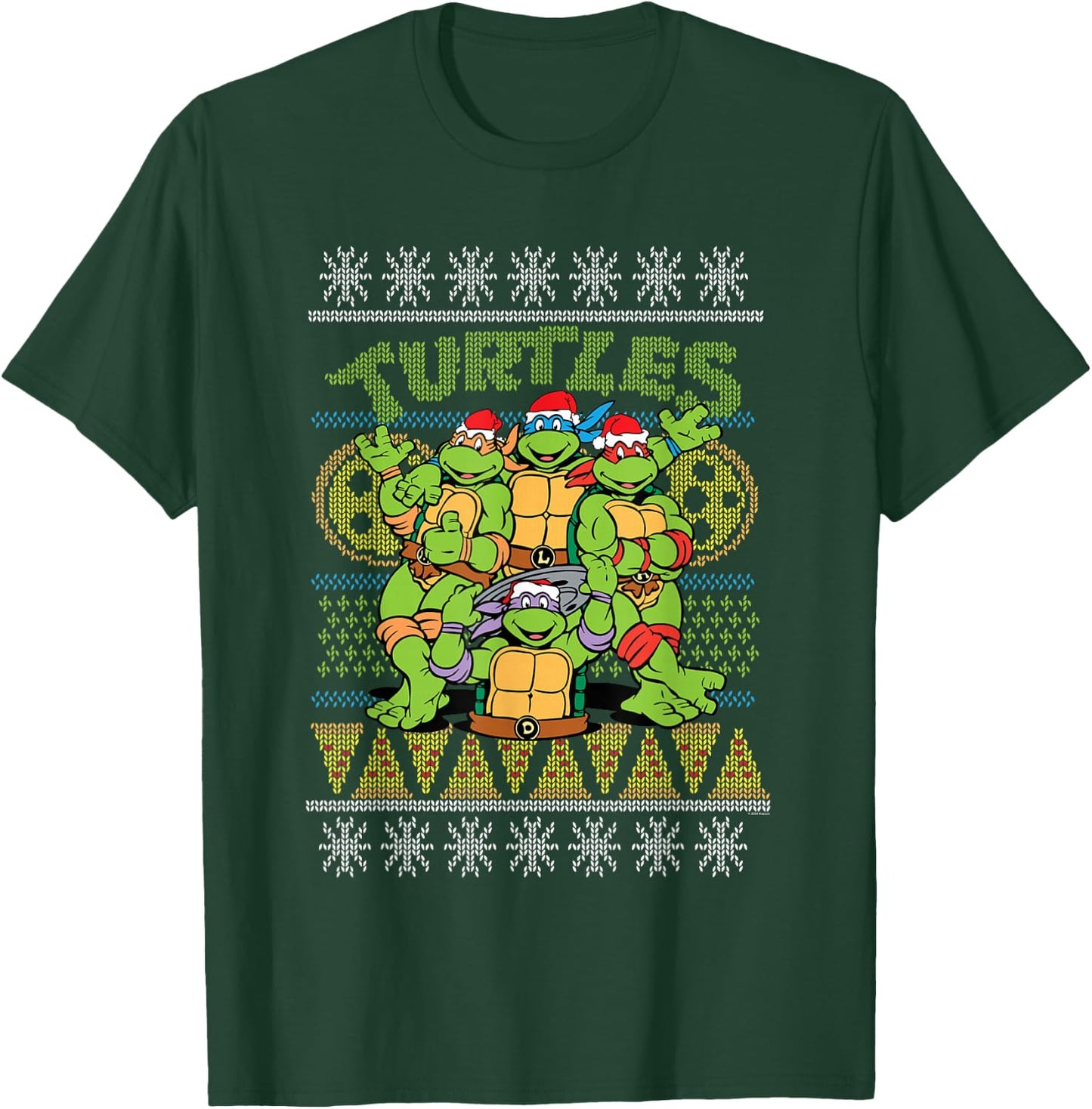 Teenage Mutant Ninja Turtles Ugly Christmas Pizza T-Shirt - T-Shirt | Forest