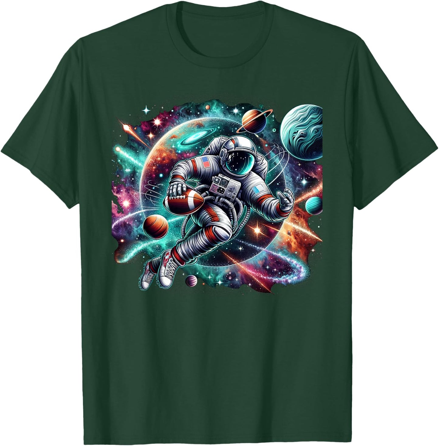 Cool Galaxy Football player Astronaut on American Football T-Shirt - T-Shirt | Forest