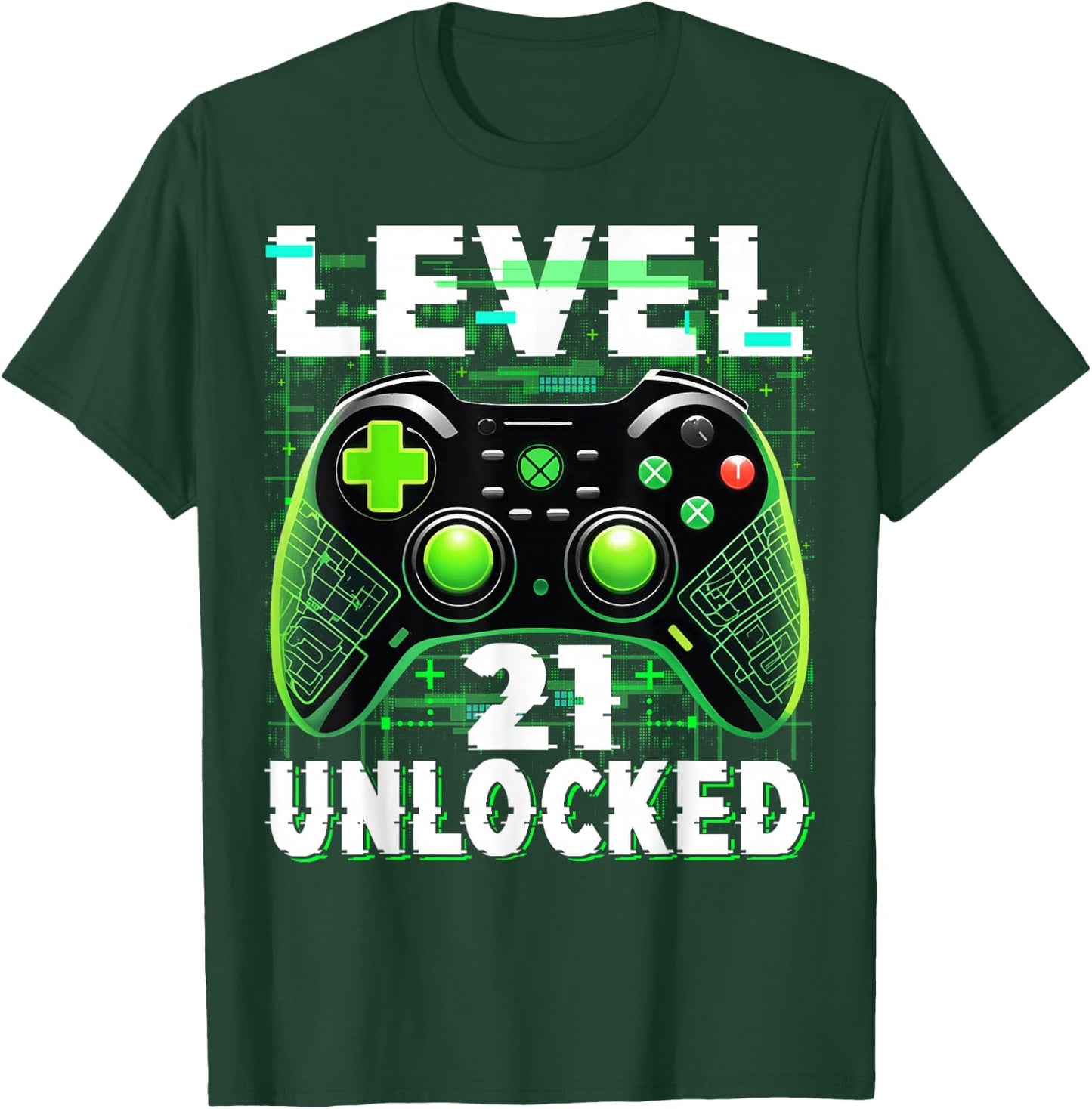 Level 21 Unlocked Shirt Funny Video Gamer Geek 21st Birthday T-Shirt - T-Shirt | Forest