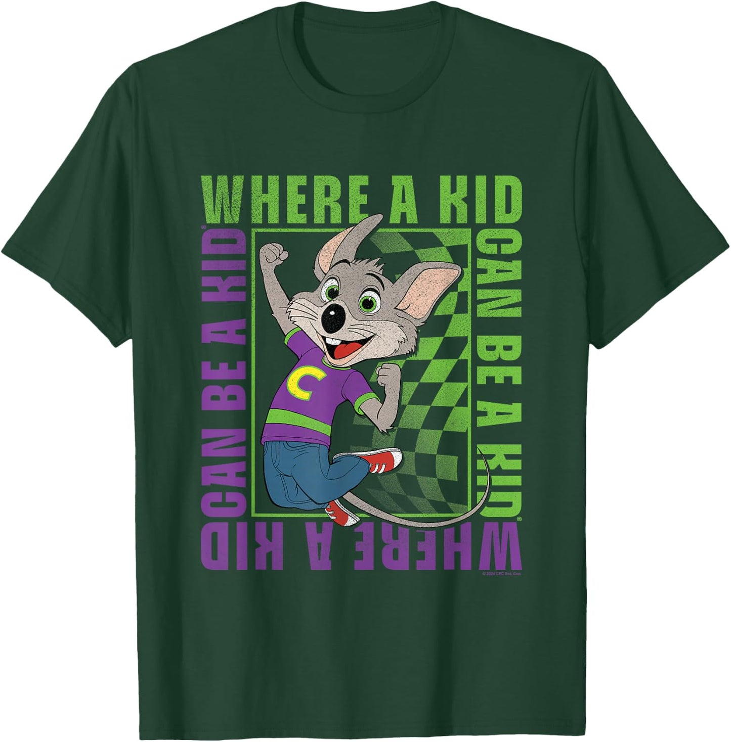 Chuck E. Cheese Where A Kid Can Be A Kid Modern Chuck Faded T-Shirt - T-Shirt | Forest