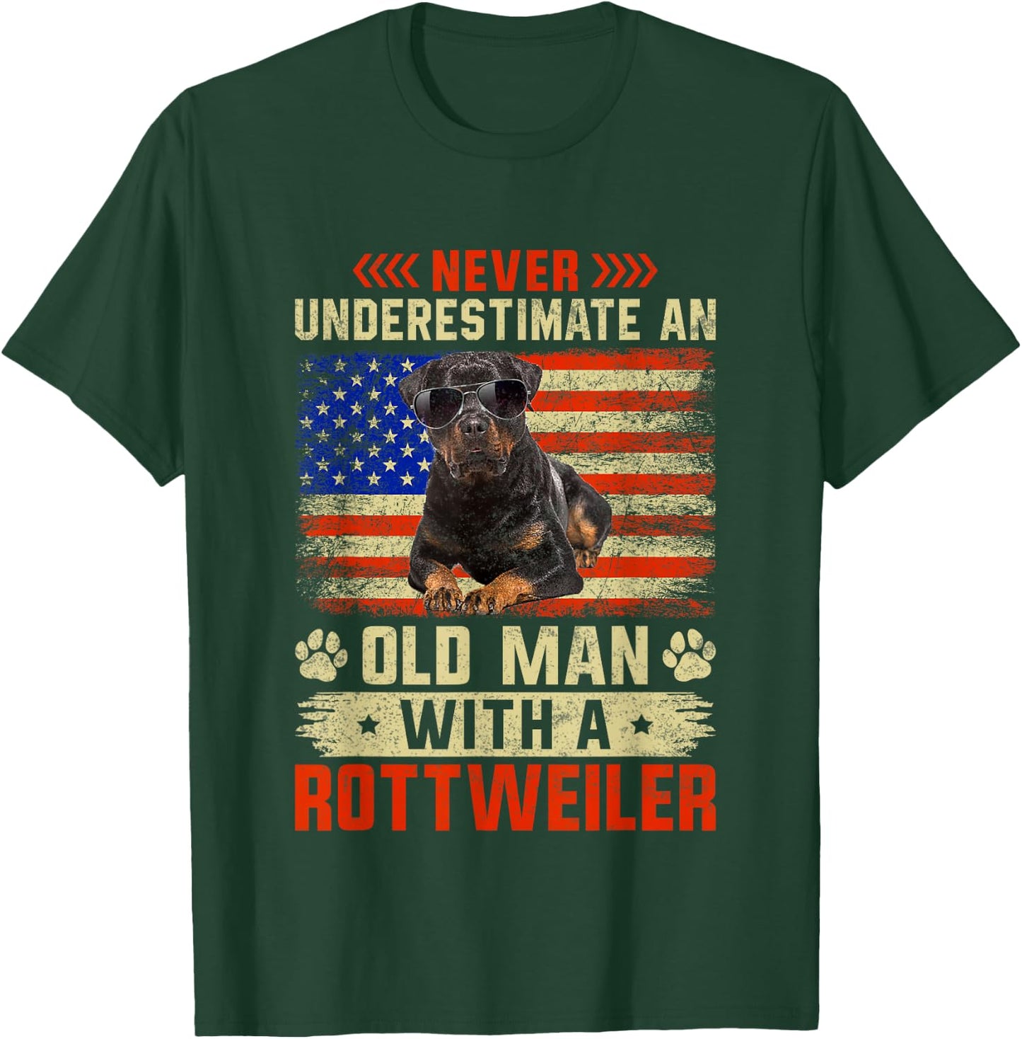Grandpa Father Dog - Never Underestimate Old man Rottweiler T-Shirt - T-Shirt | Forest