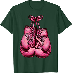 Breast Cancer Boxing Glove Pink Ribbon Awareness Fight Women T-Shirt - T-Shirt | Forest
