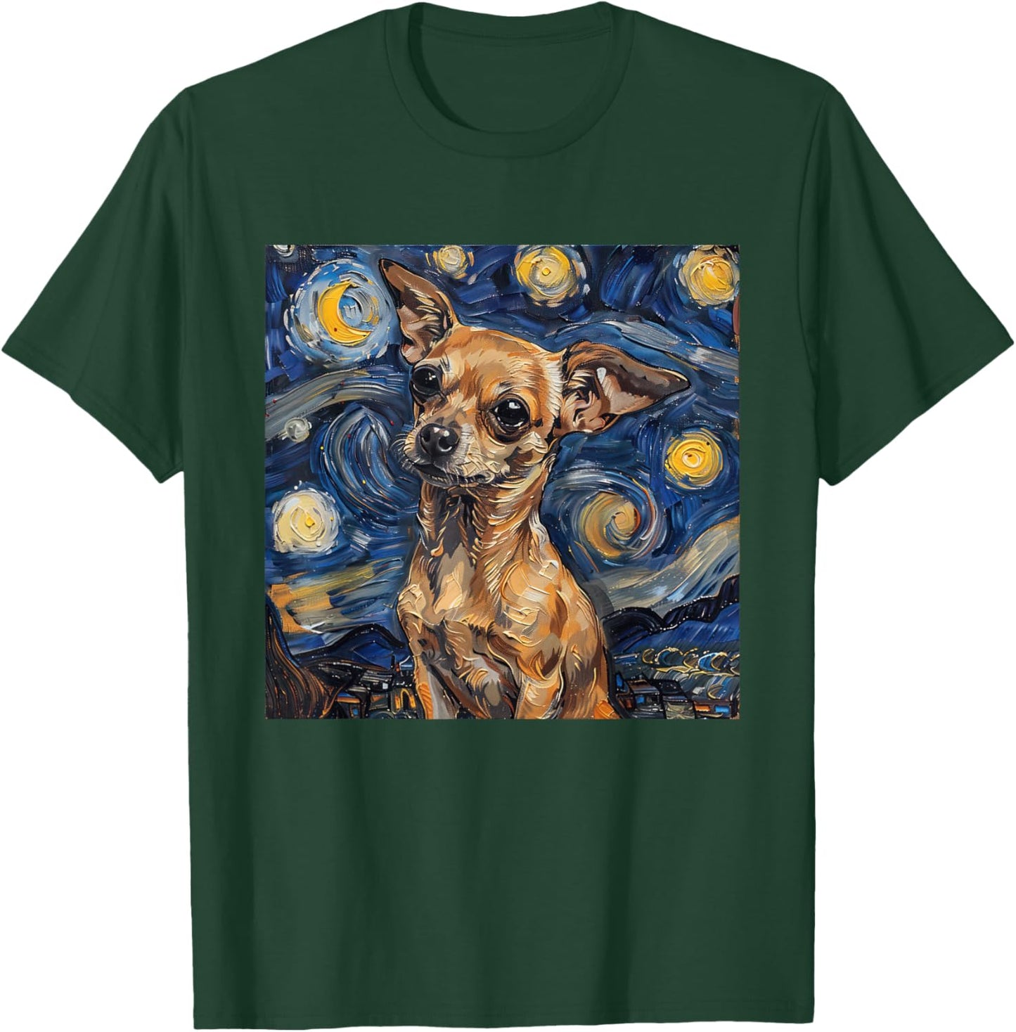 Chihuahua Van Gogh Starry Night T-Shirt - T-Shirt | Forest