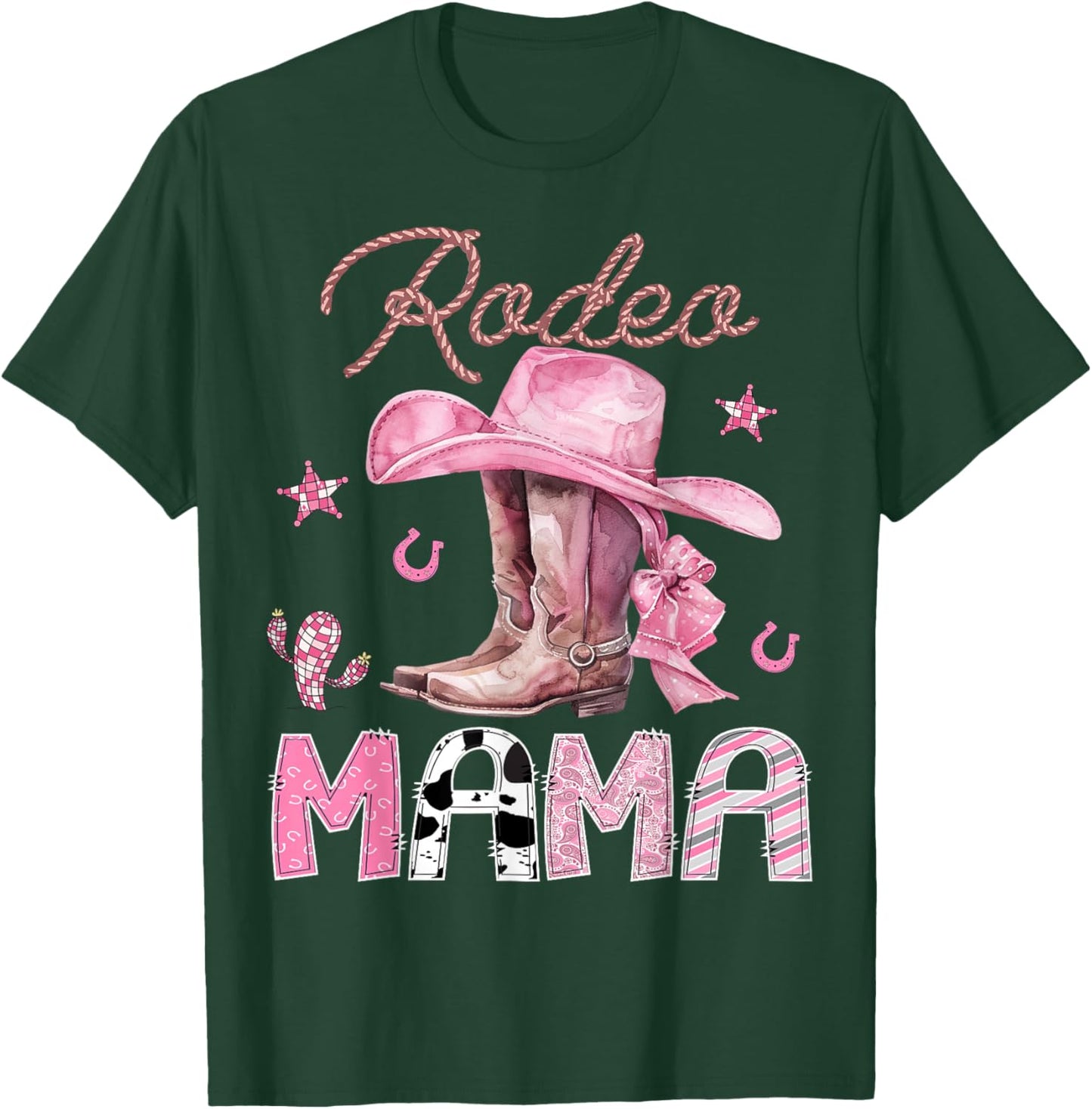 Rodeo Mama Pink Boots Coquette CowGirl Birthday Party T-Shirt - T-Shirt | Forest
