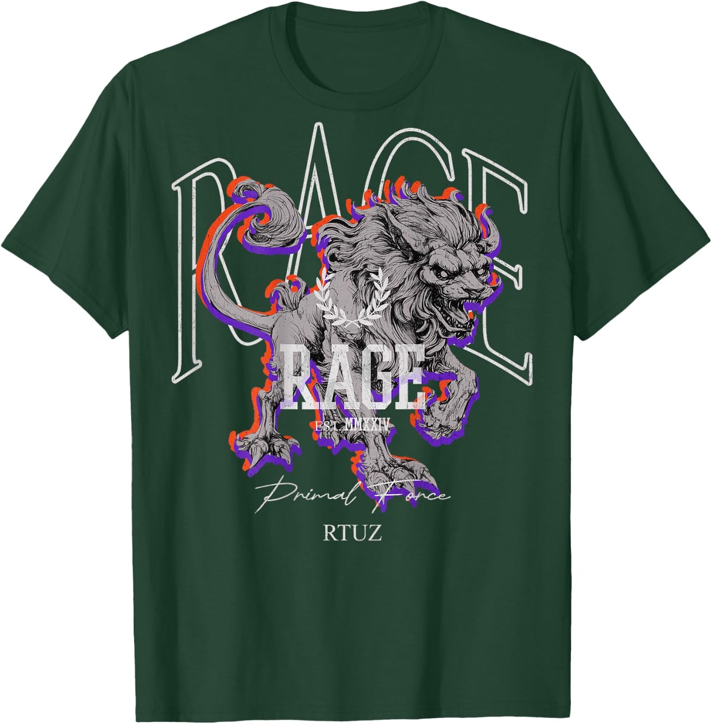 Cool Y2K Back Print Streetwear Fashion Women Men Retro Lion T-Shirt - T-Shirt | Forest