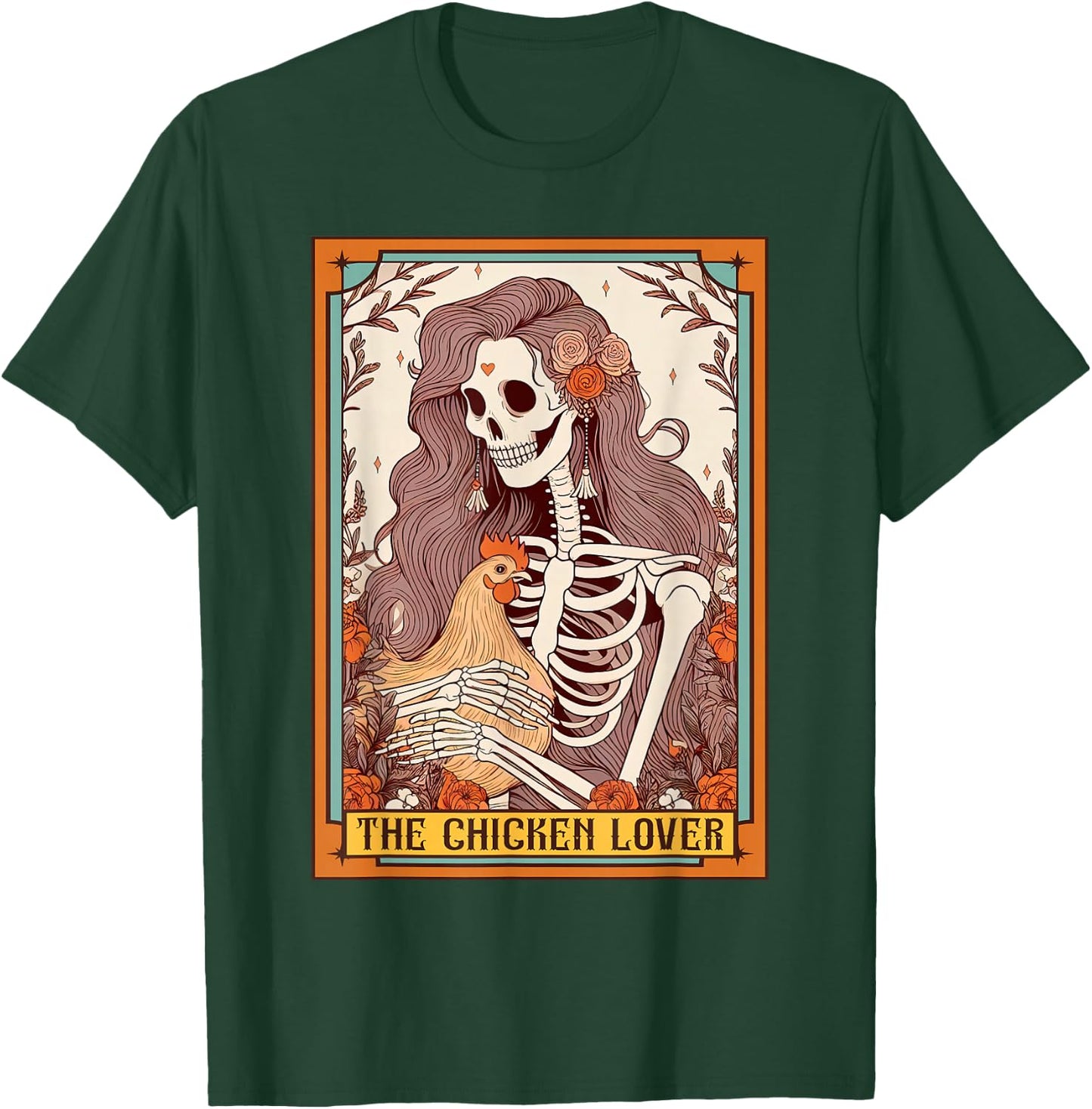 Chicken Mom Farm Life Skeleton The Chicken Lover Tarot Card T-Shirt - T-Shirt | Forest