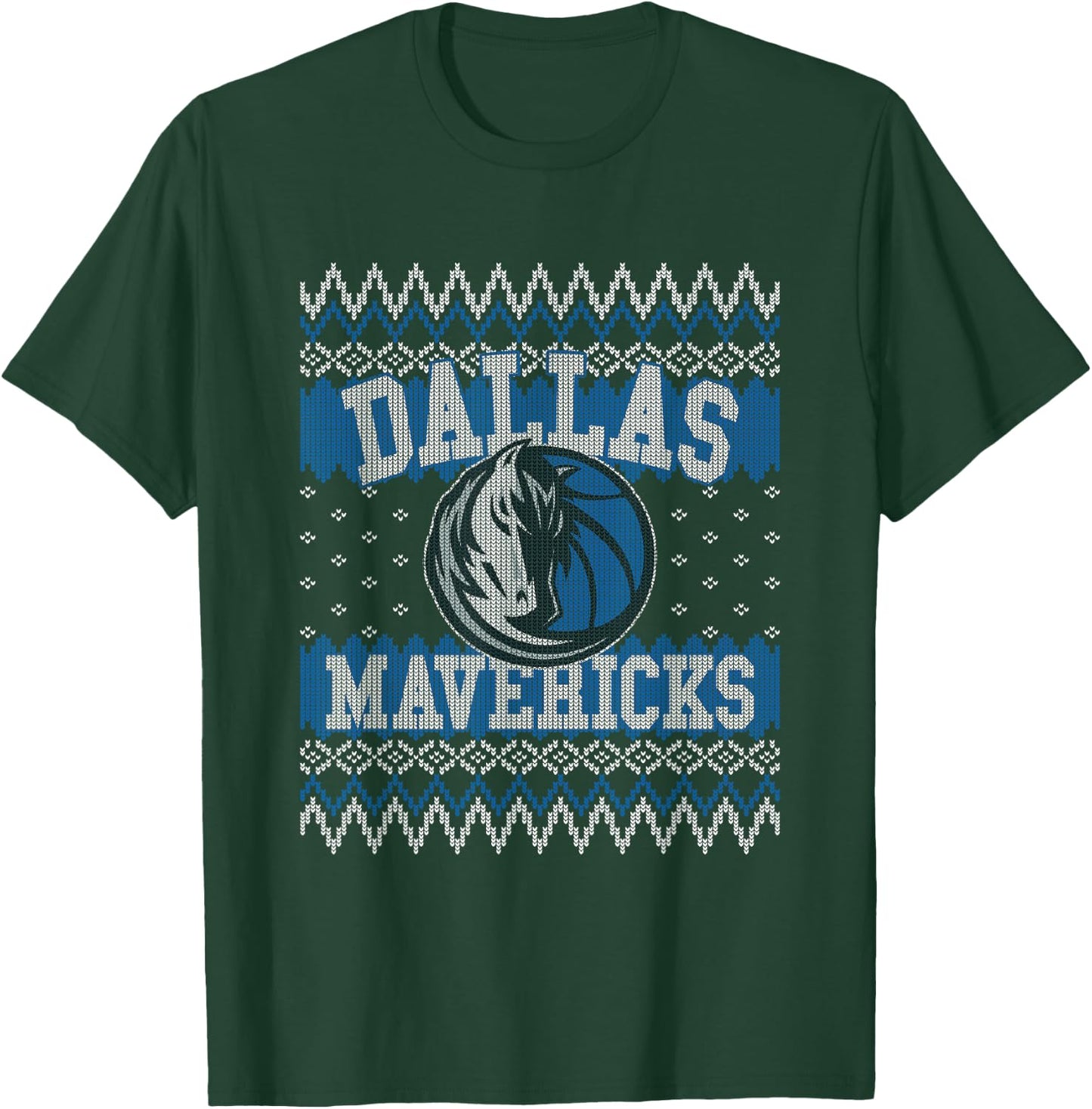 NBA Dallas Mavericks Ugly Christmas Sweater Style T-Shirt - T-Shirt | Forest