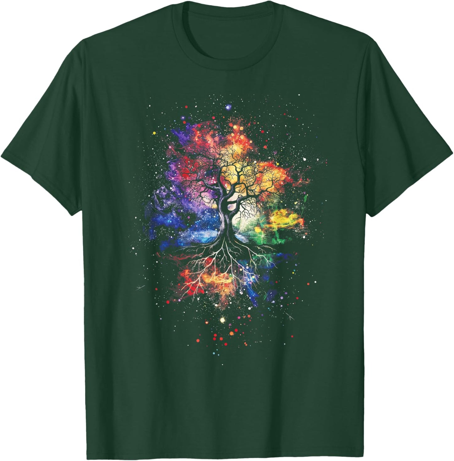 Tree Life Fantasy Mystical Nature Spiritual -Adults , Black, Small, Short Sleeve, Graphic, All Seasons, Pull On, 1 Count, Artistic Design, Lightweight Comfort T-Shirt - T-Shirt | Forest