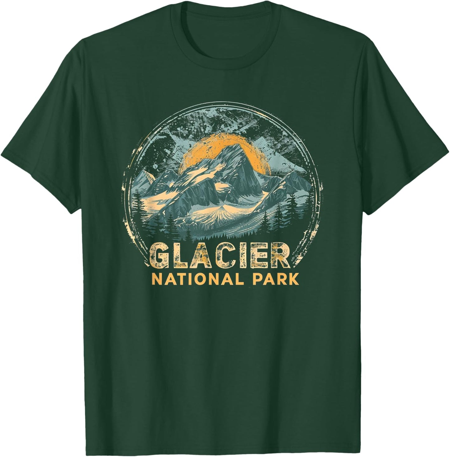 Glacier - US National Park Vintage Men Women Kids Retro T-Shirt - T-Shirt | Forest