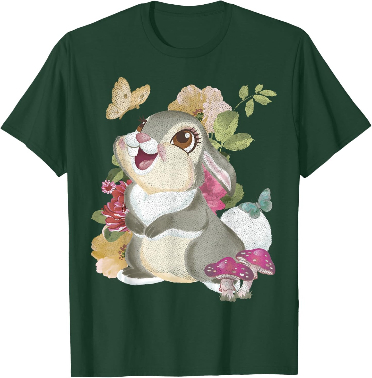 Disney Bambi Thumper Vintage Floral Portrait T-Shirt - T-Shirt | Forest