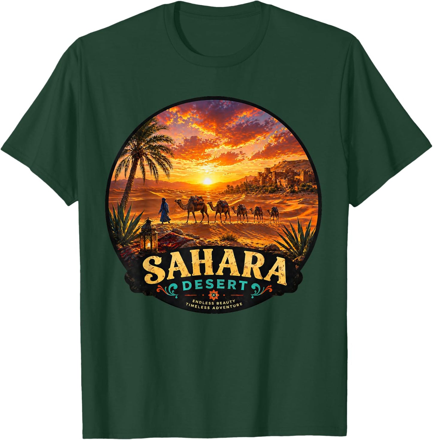 Vintage Sahara Desert Nomad Caravan Art Design T-Shirt - T-Shirt | Forest