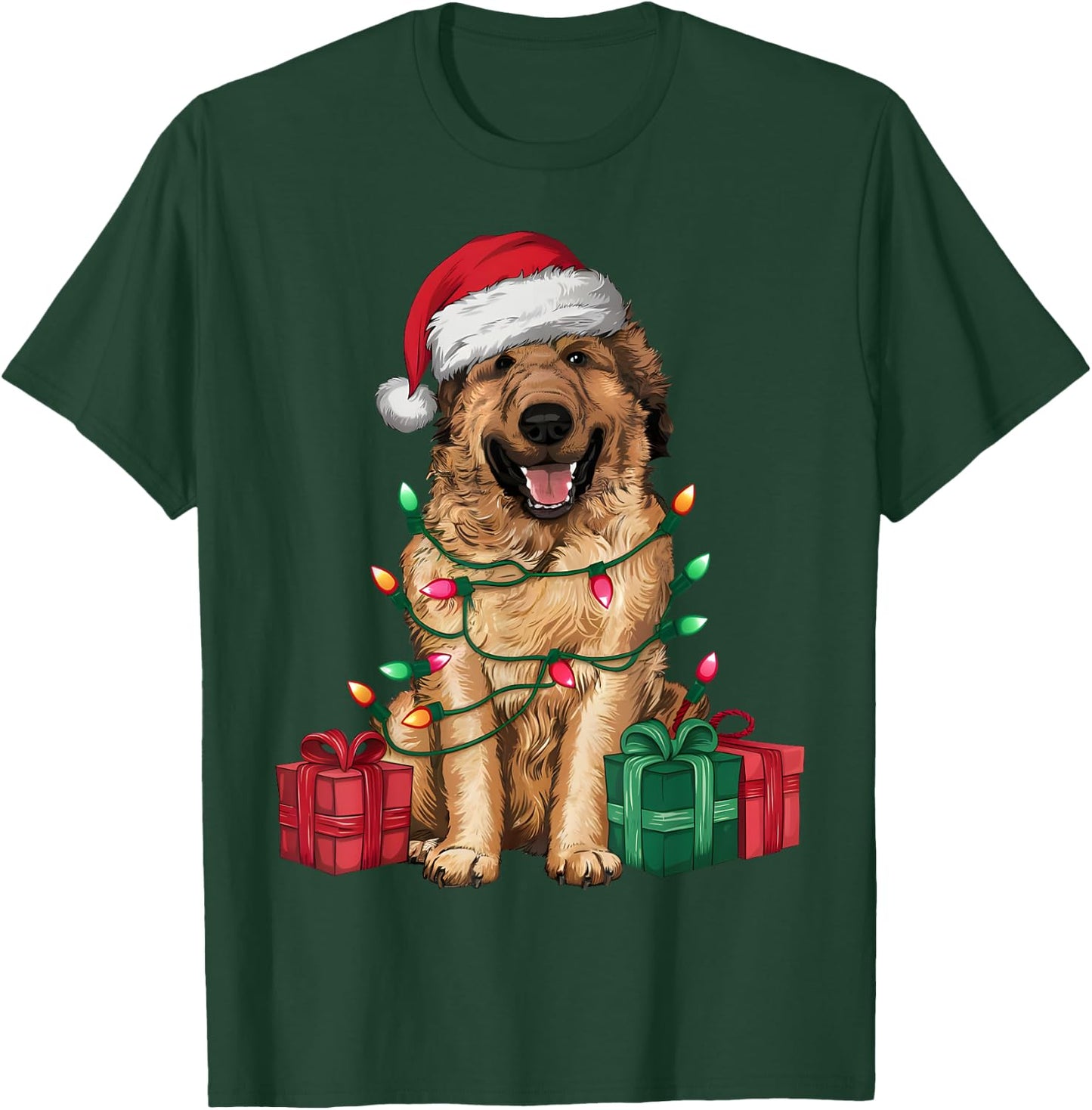 Xmas Lighting Santa Hat Anatolian Shepherd Dog Christmas Women Kids T-Shirt - T-Shirt | Forest