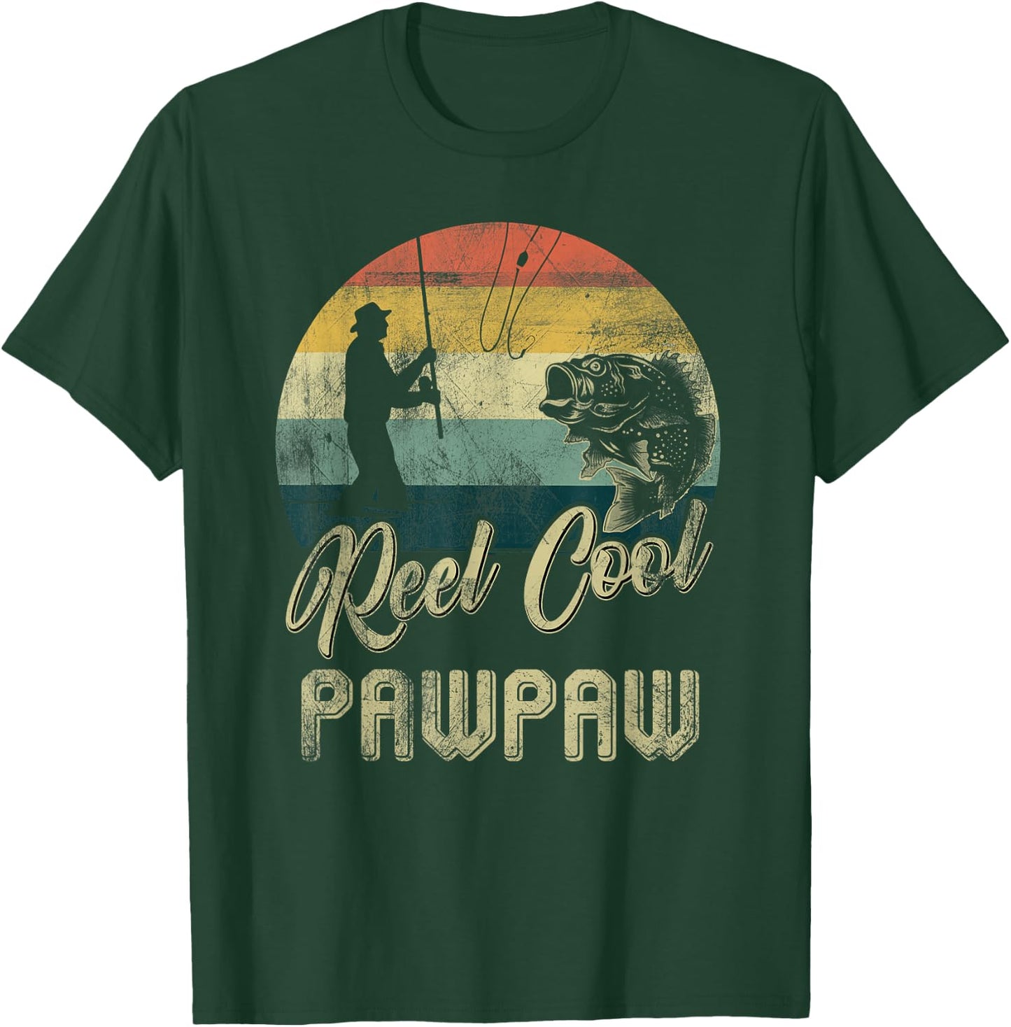 Funny Vintage Reel Cool Pawpaw Fish Fishing Father's Day T-Shirt - T-Shirt | Forest