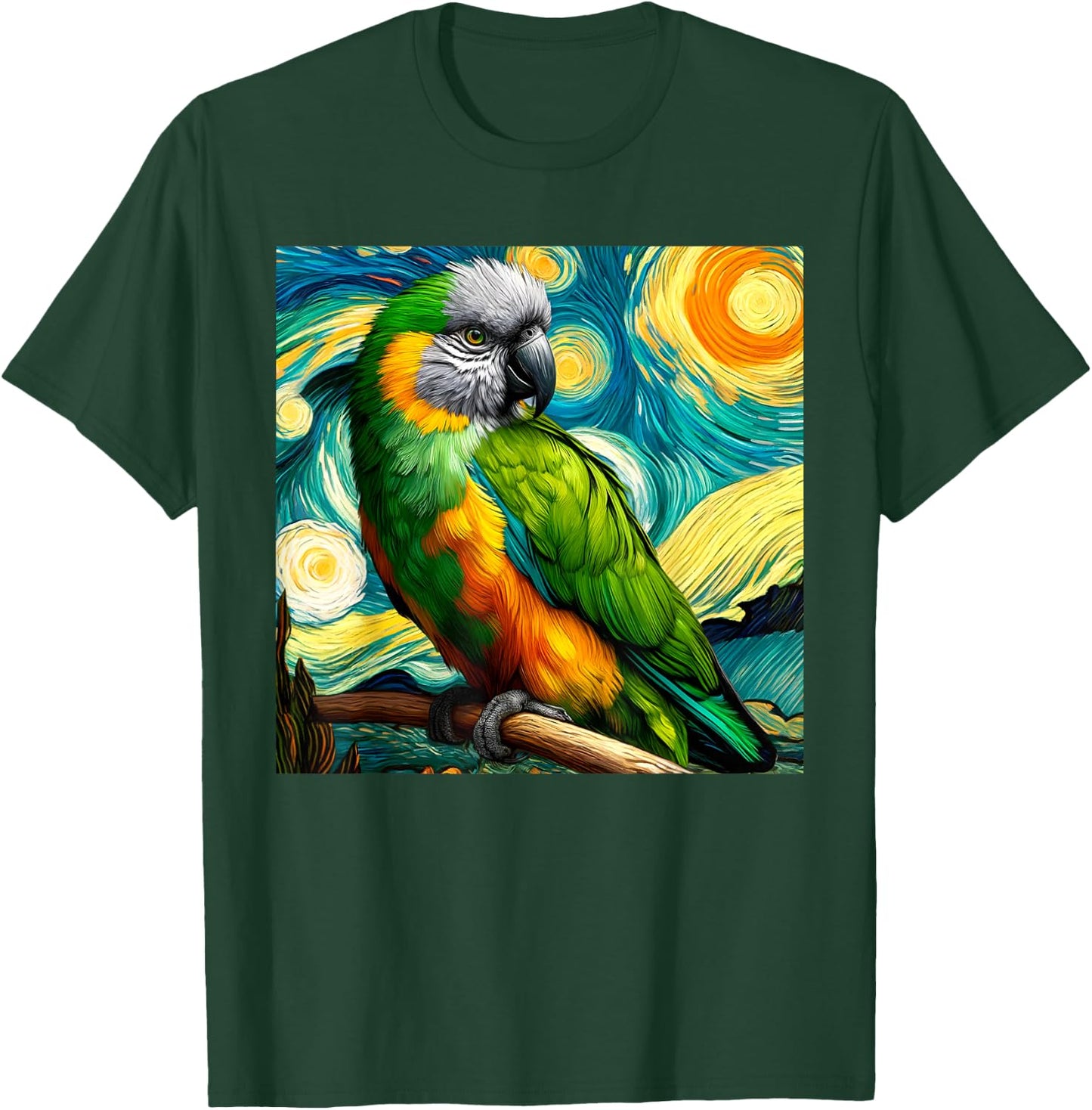 Senegal Parrot Owner Bird Breeder Starry Night Van Gogh Art T-Shirt - T-Shirt | Forest