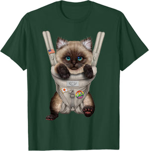 Siamese Cat in Baby Carrier Men Women Kids T-Shirt - T-Shirt | Forest