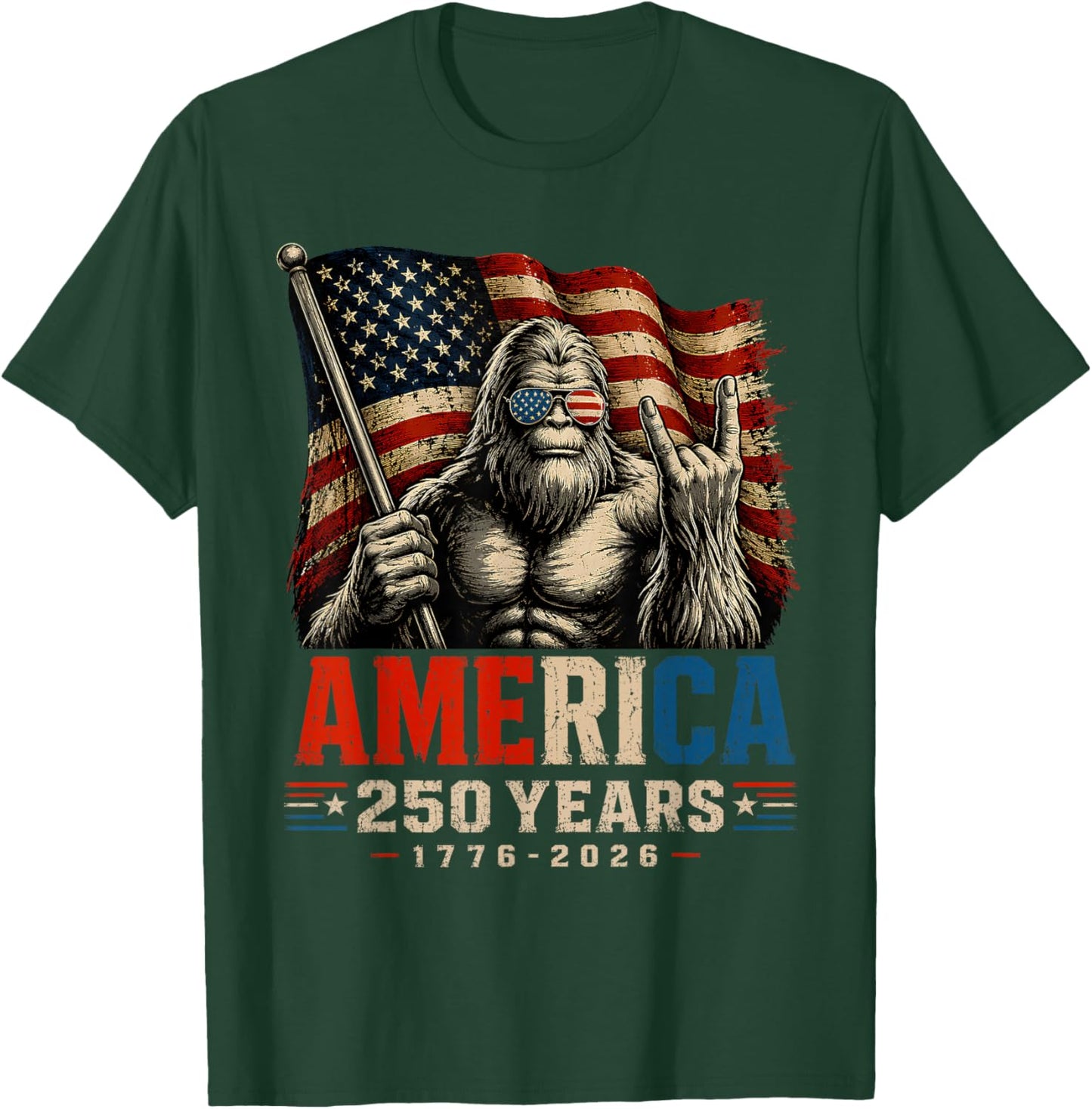 250 Anniversary USA Bigfoot America 250 Years 4th of July T-Shirt - T-Shirt | Forest