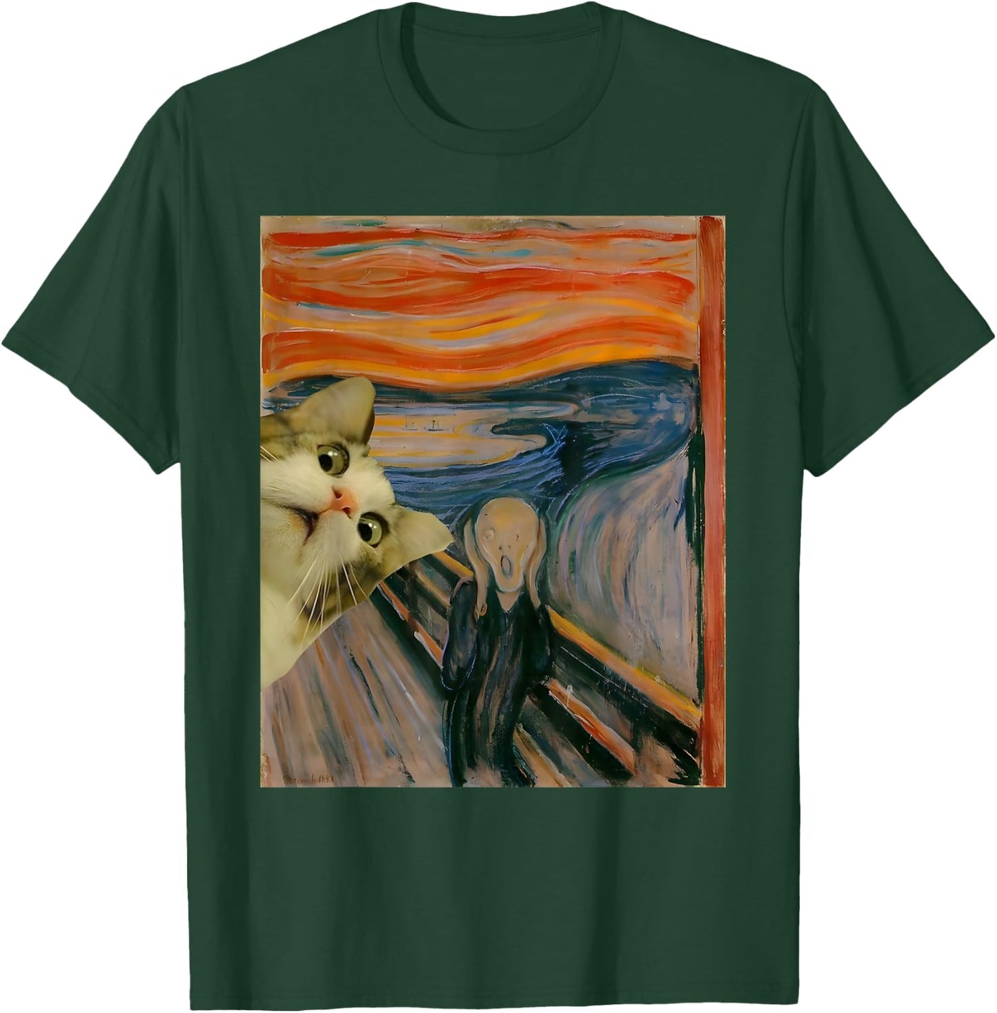 The Scream Cat by Munch Edvard Famous Painting Funny Cat Art T-Shirt - T-Shirt | Forest