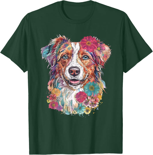 Floral Dog Lover Shirt, Aussie Dog Mom Floral T-Shirt - T-Shirt | Forest