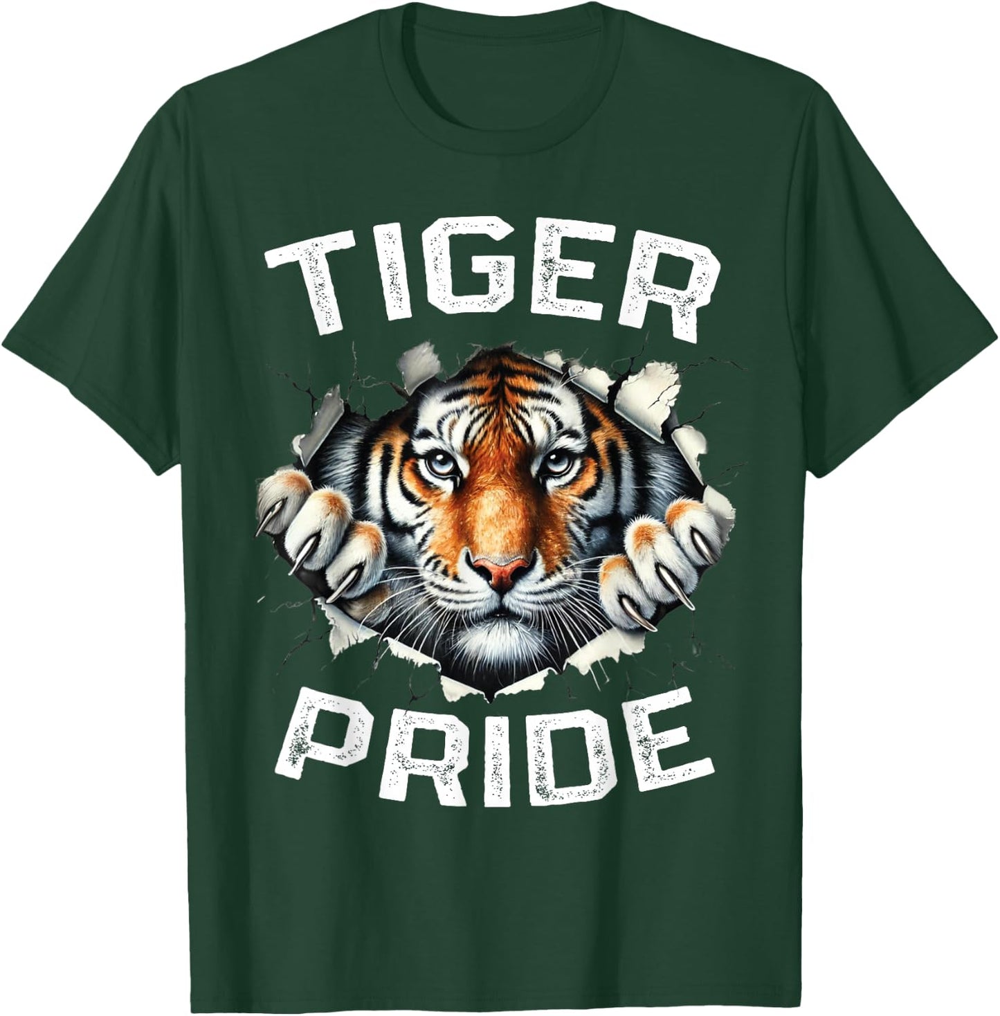 Tiger Pride Vintage Retro Tiger School Sports Team T-Shirt - T-Shirt | Forest