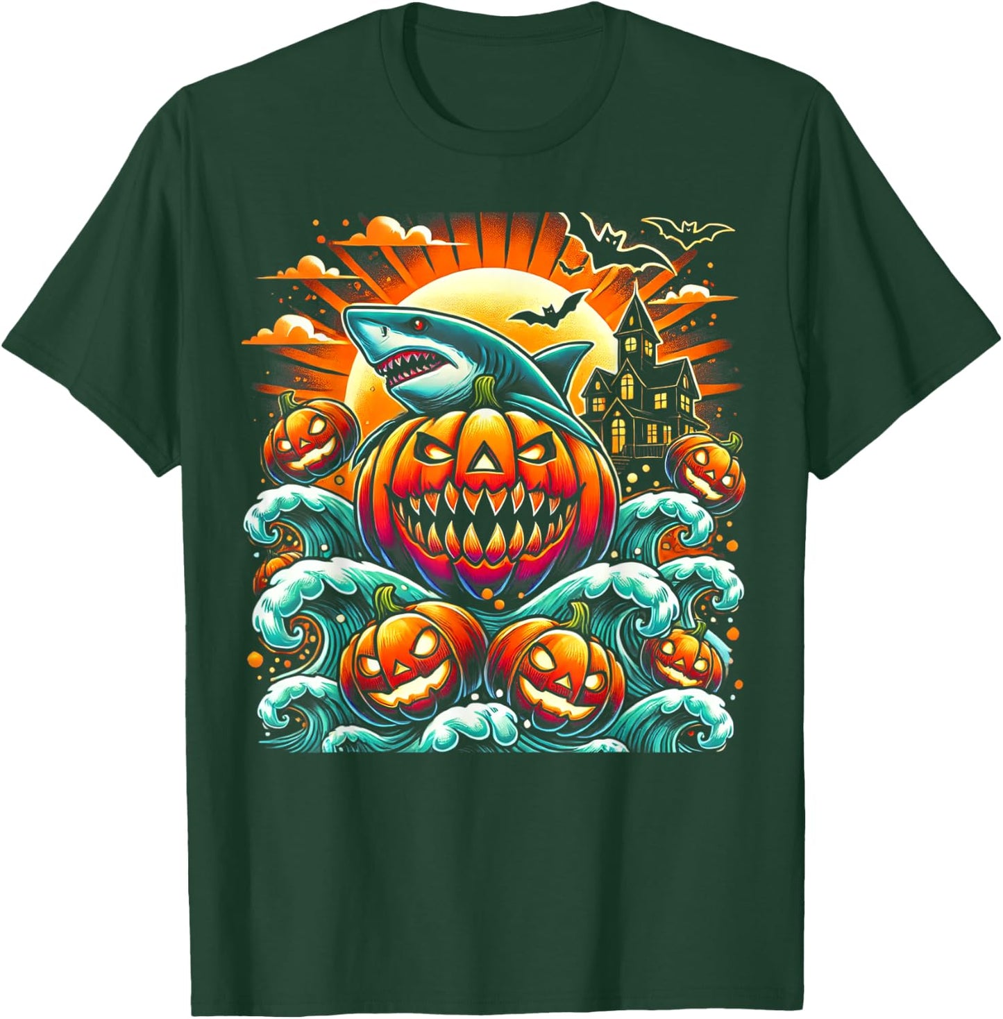 Pumpkin Shark Halloween T-Shirt - T-Shirt | Forest