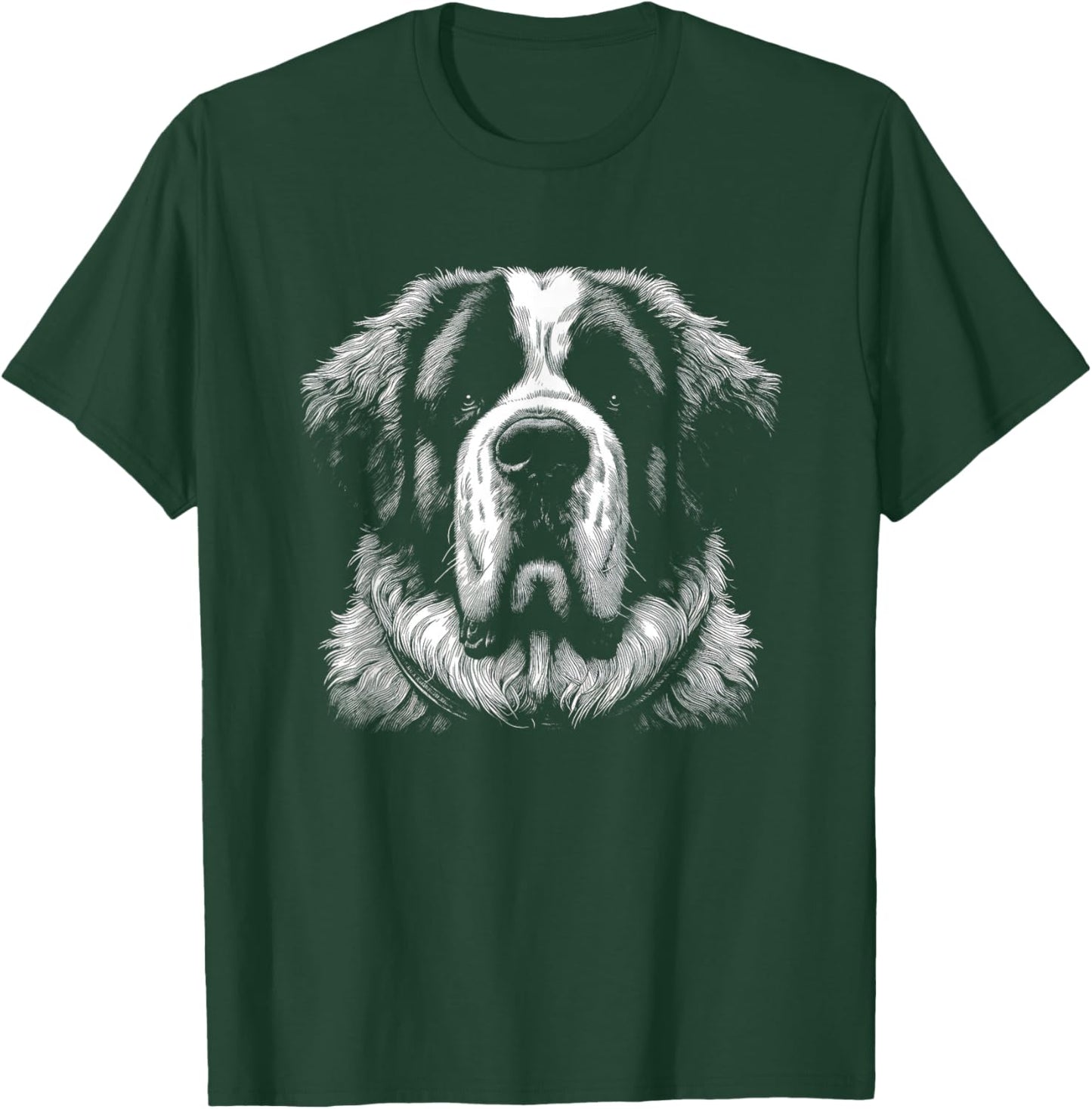 Saint Bernard Face Dog Graphic Art Design T-Shirt - T-Shirt | Forest
