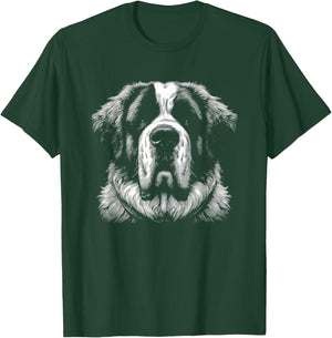 Saint Bernard Face Dog Graphic Art Design T-Shirt - T-Shirt | Forest