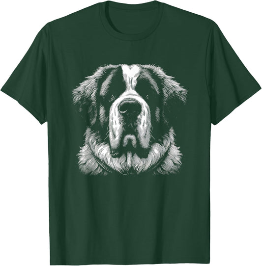 Saint Bernard Face Dog Graphic Art Design T-Shirt - T-Shirt | Forest