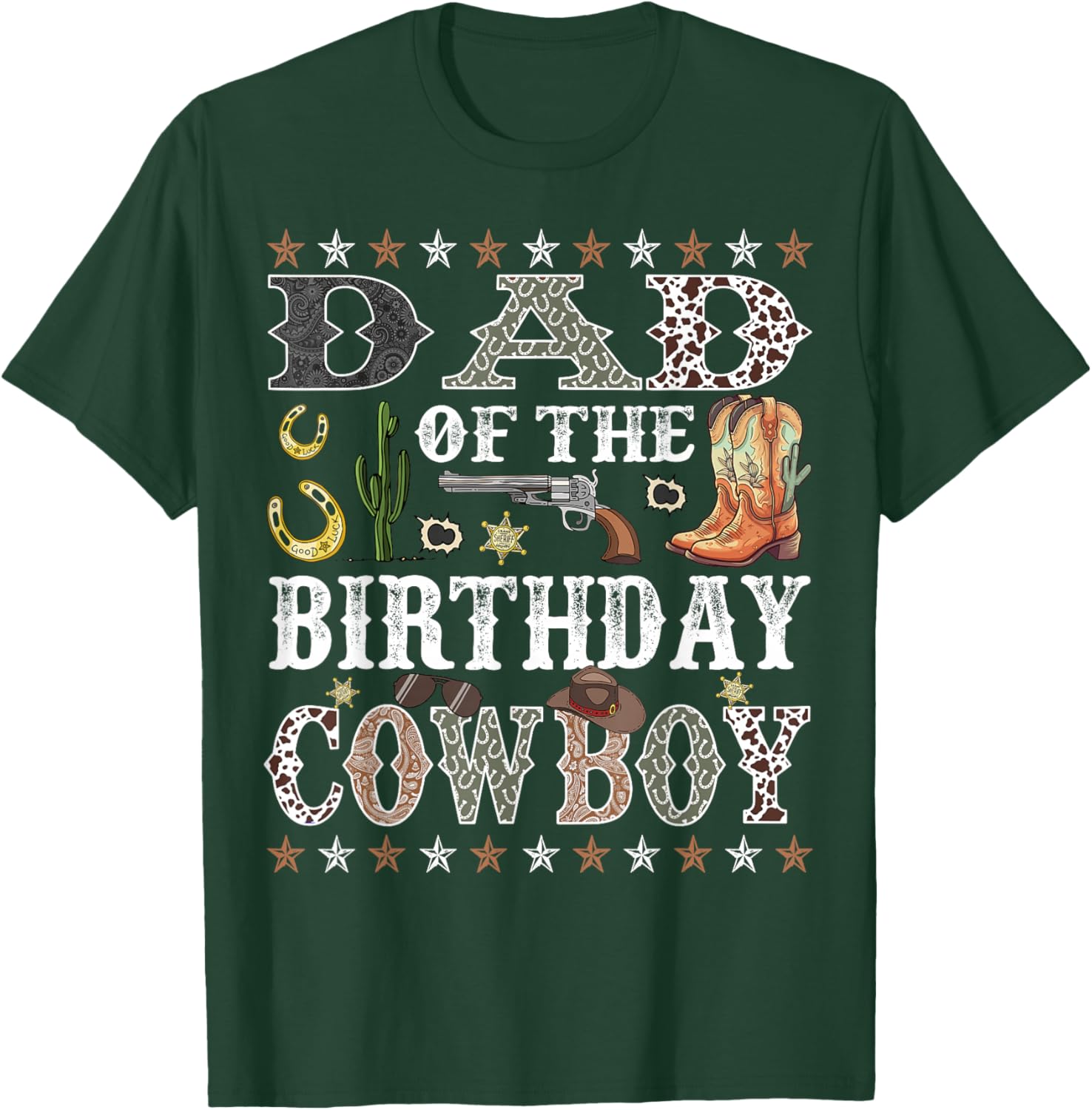 Dad Of The Birthday Cowboy Rodeo Dad T-Shirt - T-Shirt | Forest