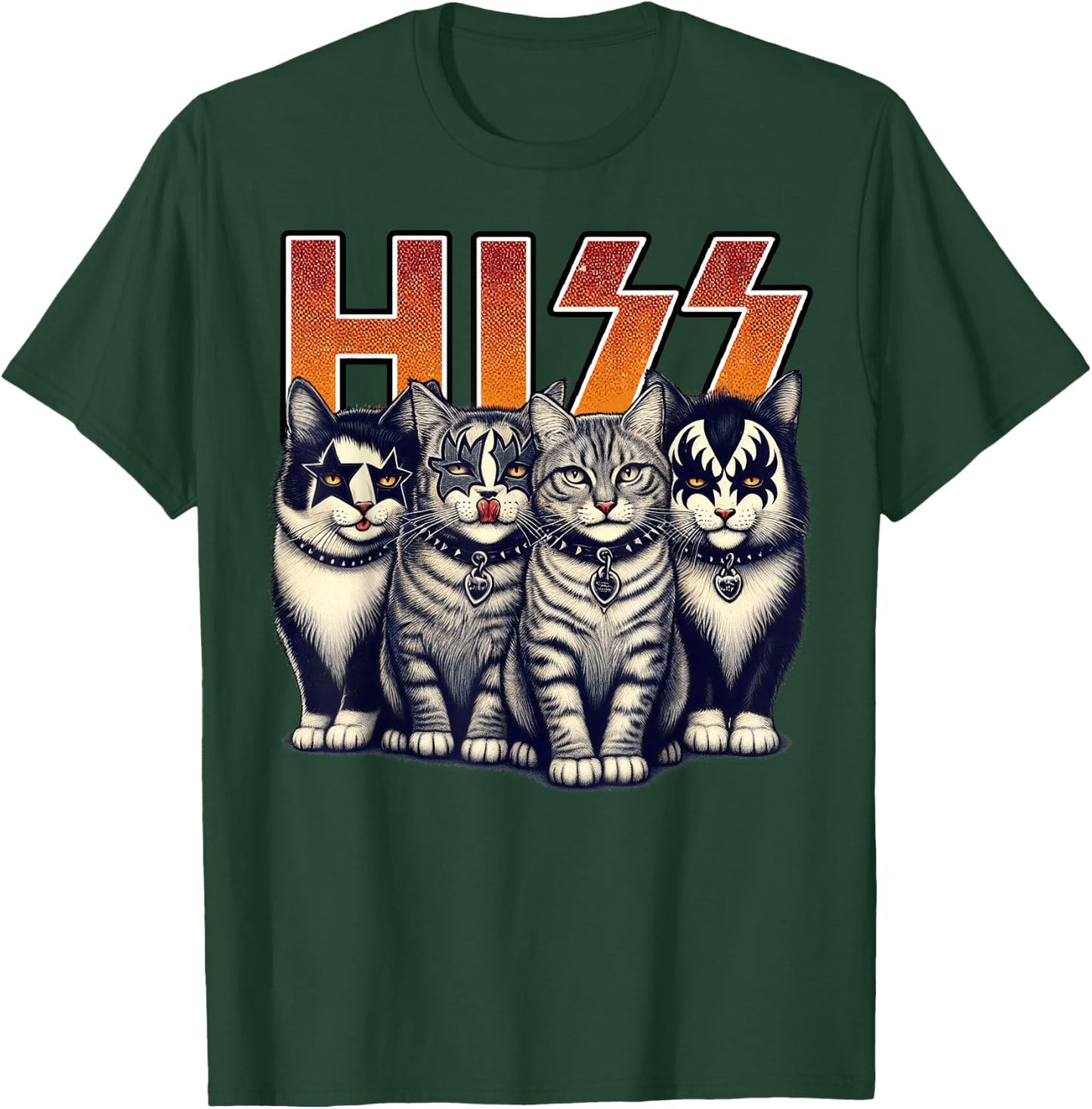 Hiss Funny Cats Kittens Rock Rockin Birthday Gifts Idea T-Shirt - T-Shirt | Forest