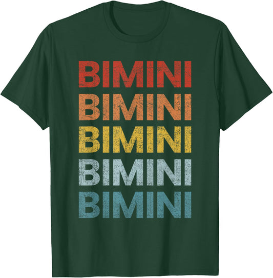 Bimini Bahamas Retro Throwback Letter Boys Girls Souvenir T-Shirt - T-Shirt | Forest