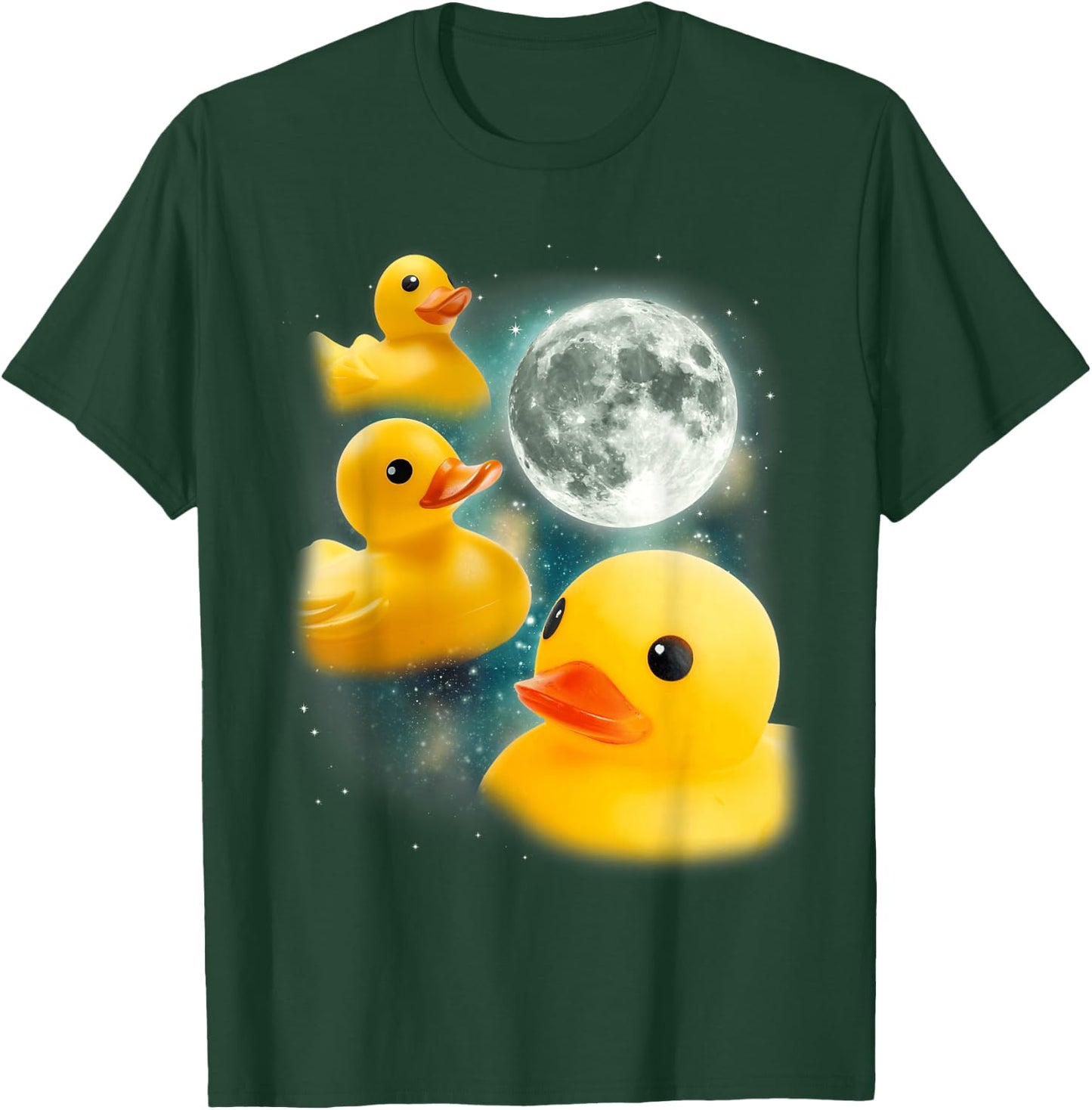 Three Rubber Duck Moon | Cursed Bath Toy Funny Rubber Duck T-Shirt - T-Shirt | Forest