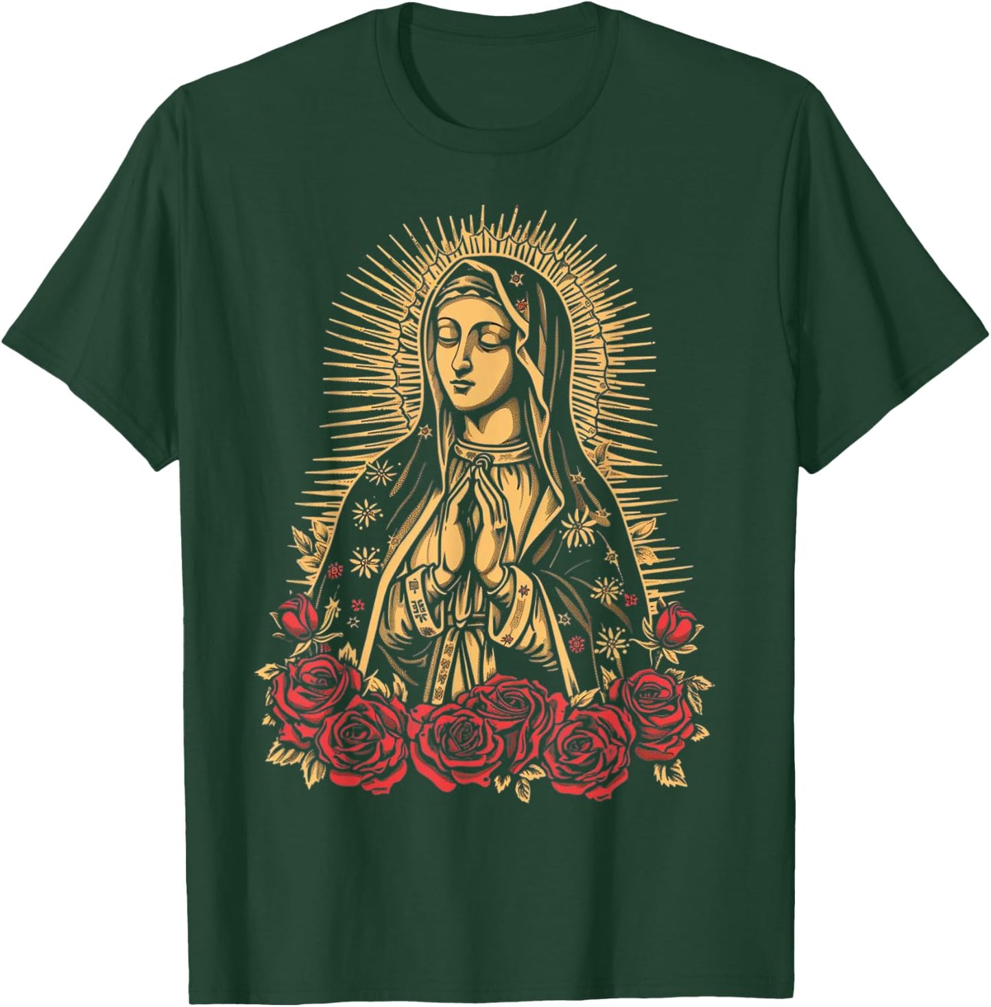 Our Lady De Guadalupe Sant Mary For Christians, Catholics T-Shirt - T-Shirt | Forest