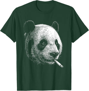 Panda Smoking Cigarette Vintage Panda Funny Meme T-Shirt - T-Shirt | Forest
