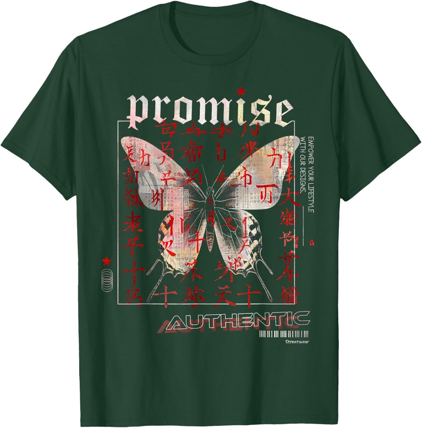 Butterfly | Frontprint | Anime Animal Art Graphic Anime T-Shirt - T-Shirt | Forest