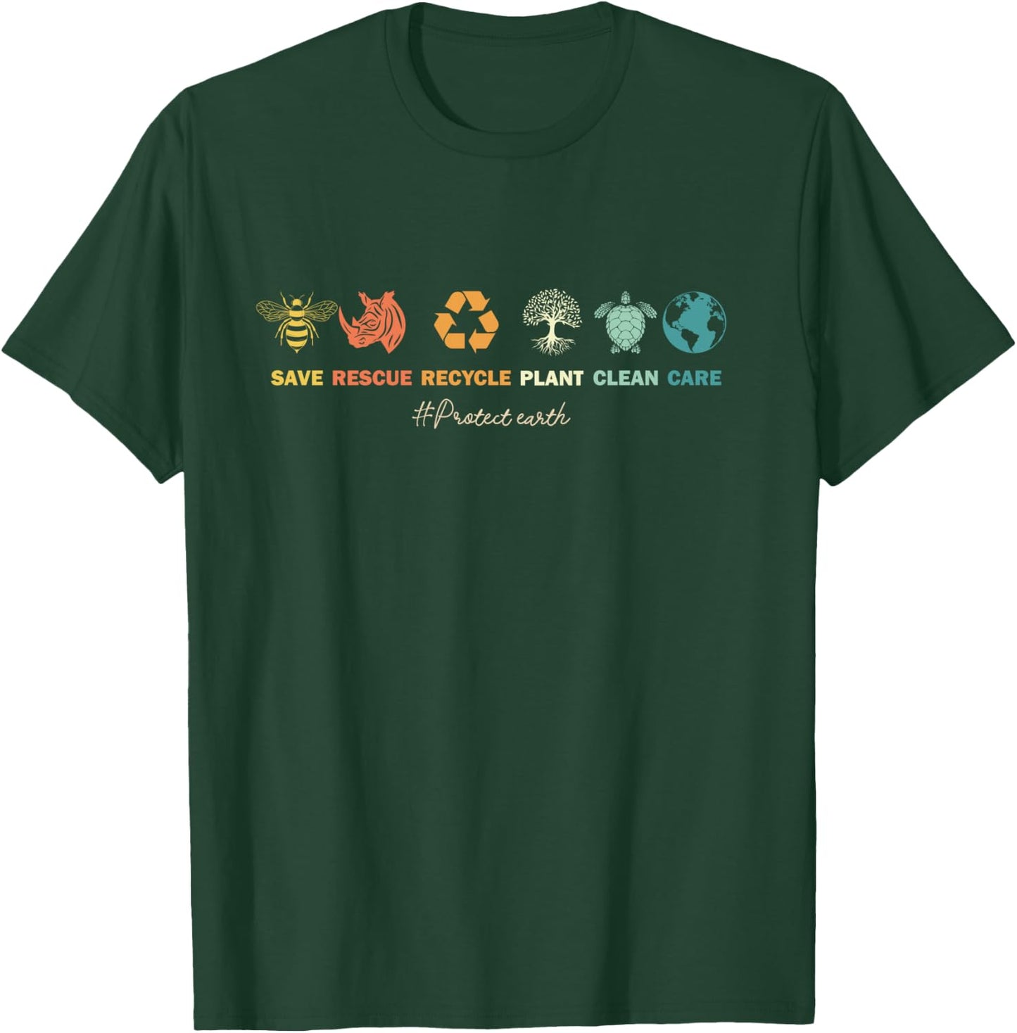 Earth Day 2025 | Save Bees Rescue Animals Recycle Plastic T-Shirt - T-Shirt | Forest