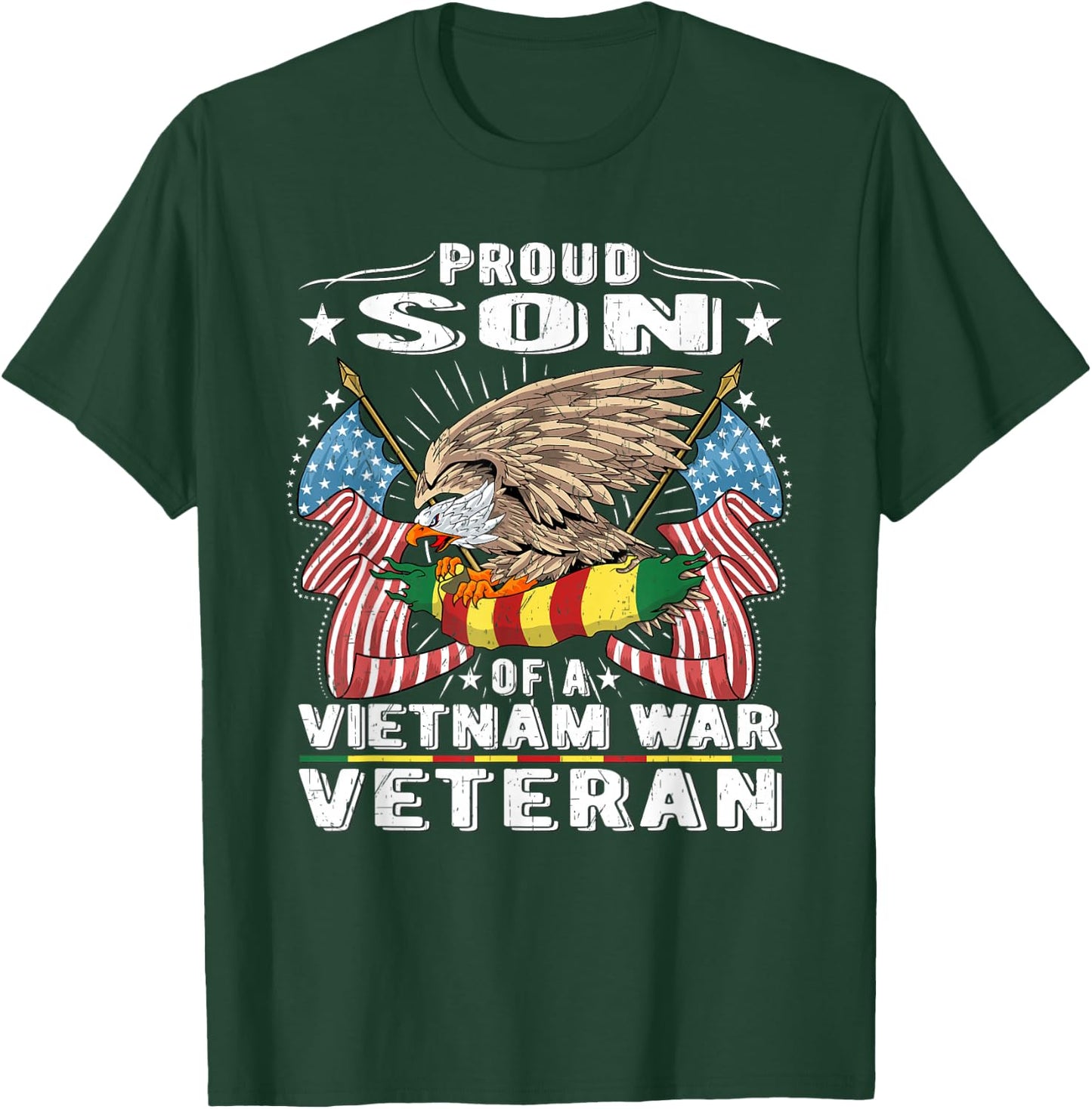 Proud Son Of A Vietnam War Veteran Military Vet's Child Gift T-Shirt - T-Shirt | Forest