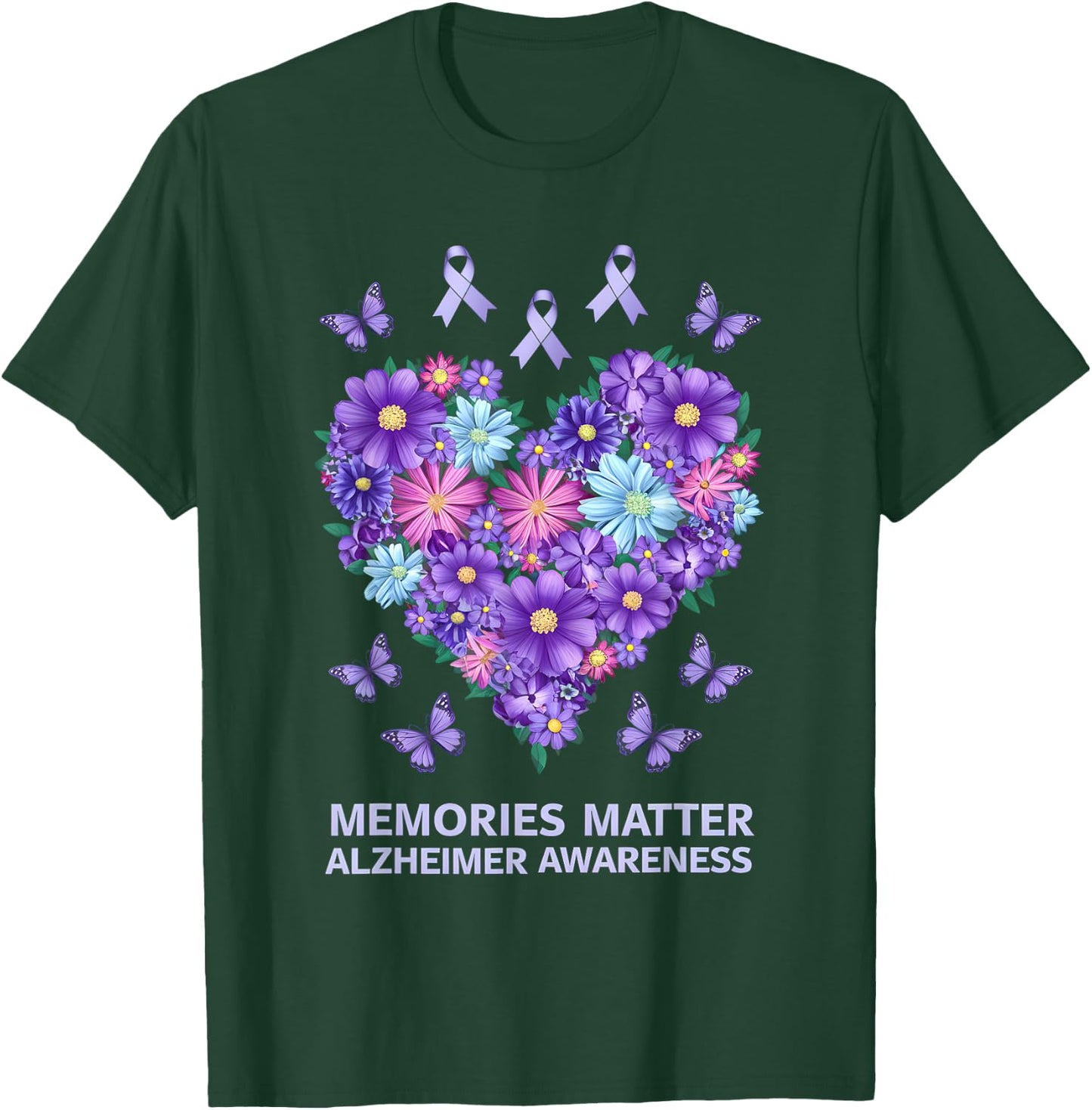 Alzheimer Awareness Purple Flower T-Shirt - T-Shirt | Forest