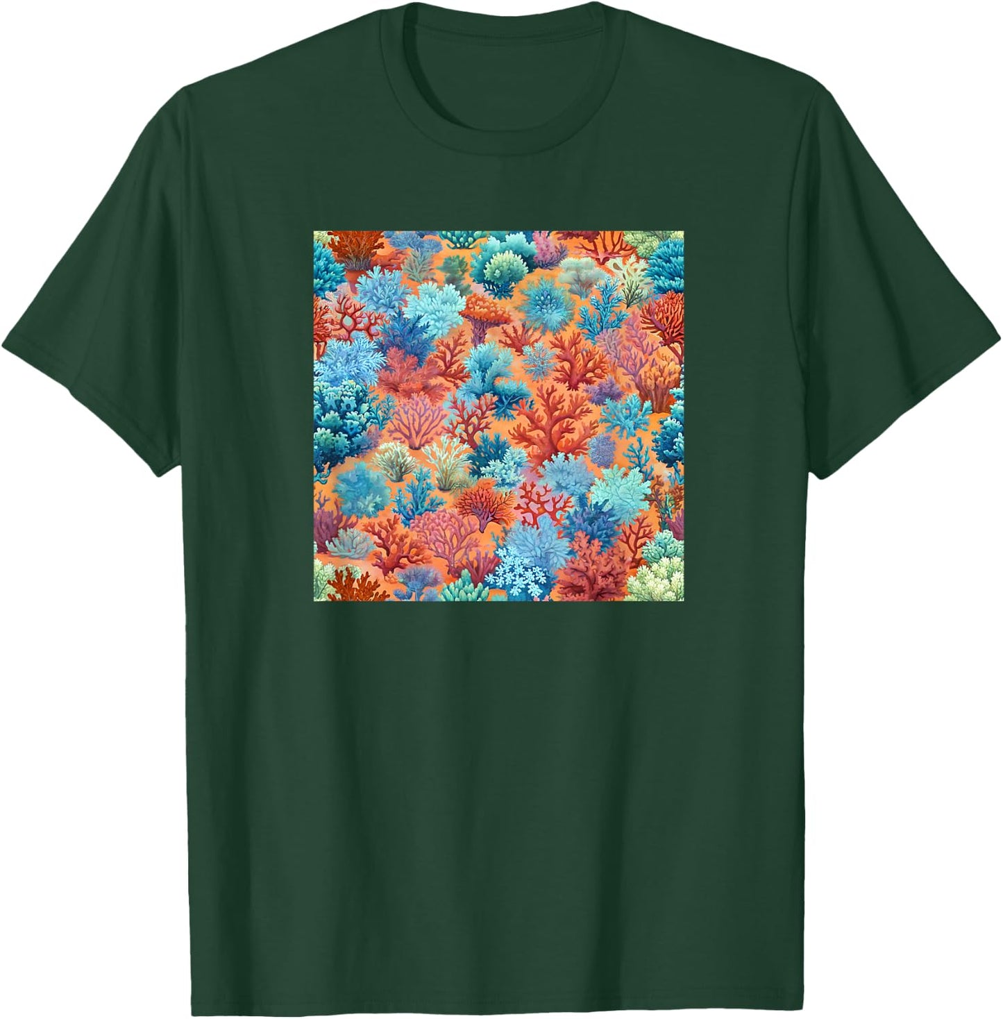 Grandmillennial Coral Reef Coastal Grandmother Teal Poppy T-Shirt - T-Shirt | Forest