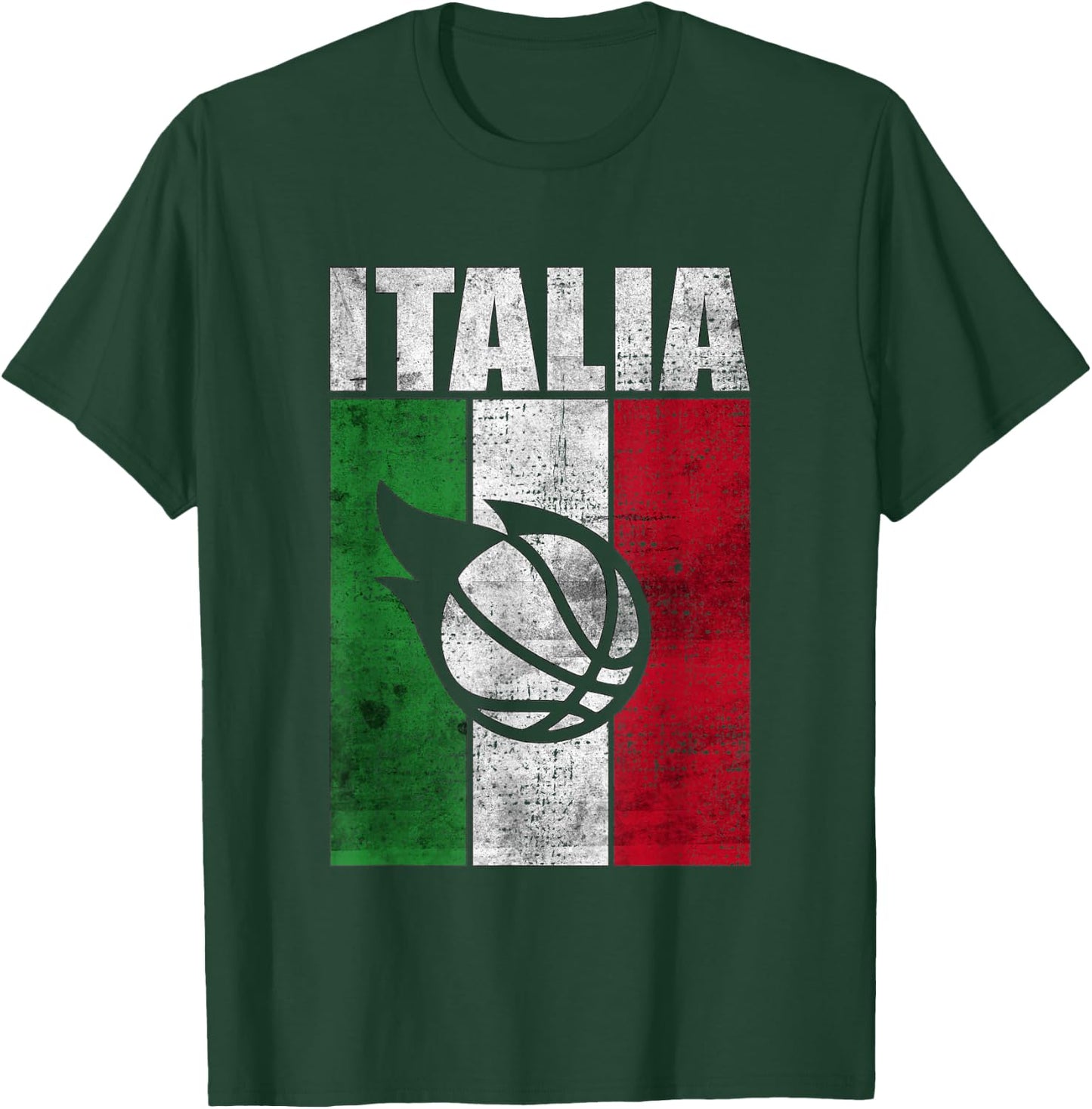 Italia Basketball Italy Flag Retro Vintage Grunge Art T-Shirt - T-Shirt | Forest