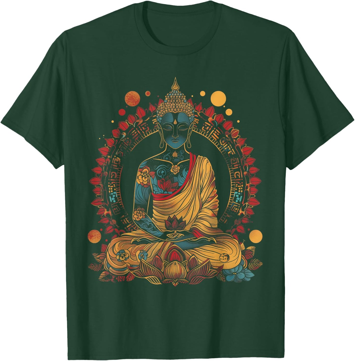Buddha Vintage Flowers Zen Buddhist Buddhism Yoga Spiritual T-Shirt - T-Shirt | Forest