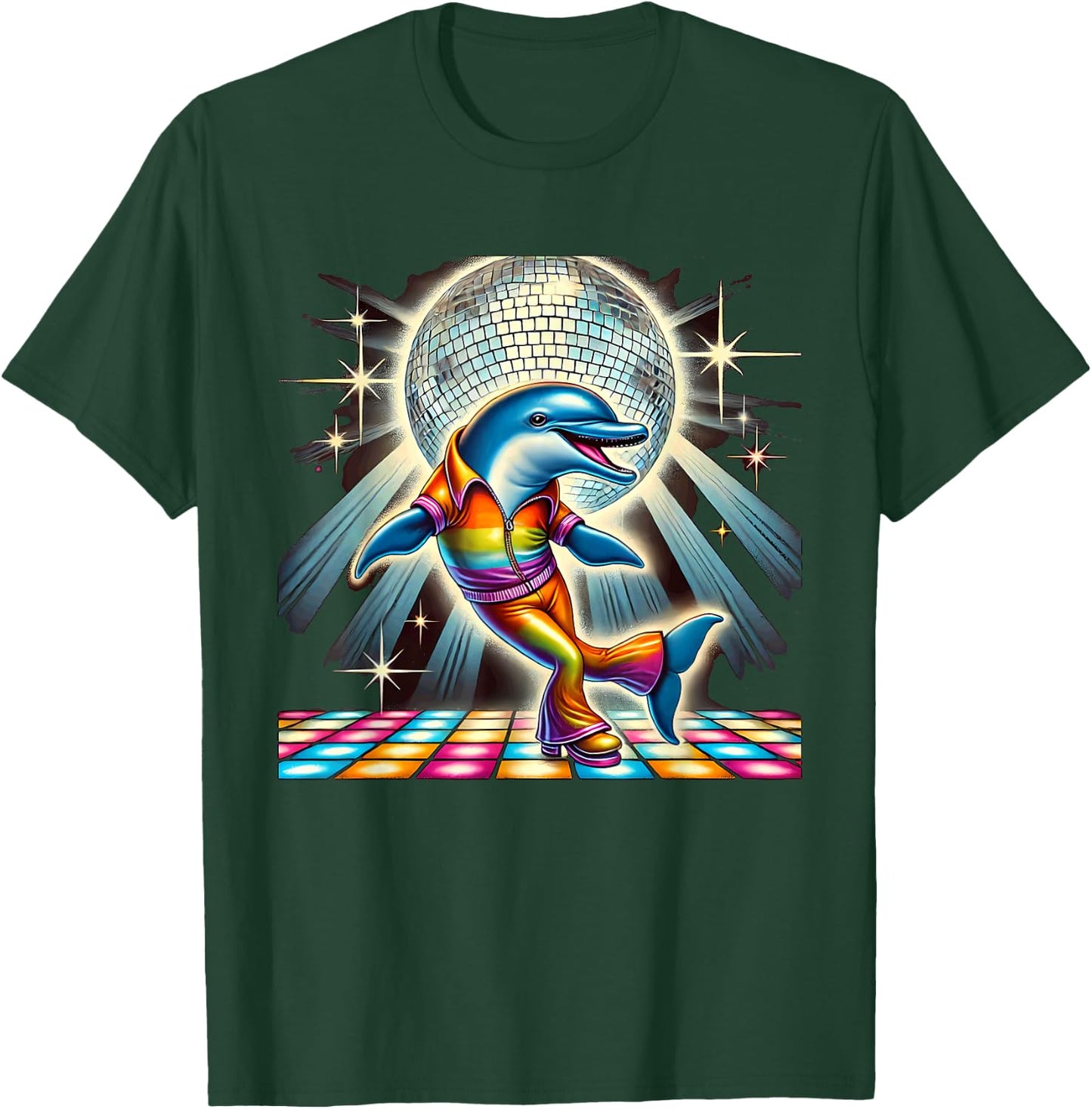 Aesthetic Dolphin Disco T-Shirt - T-Shirt | Forest