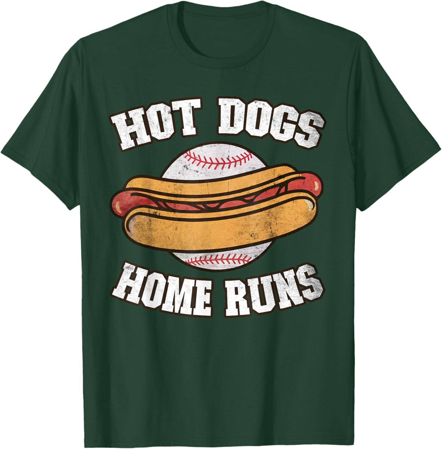Hot Dogs and Home Runs Ballpark Playing Baseball T-Shirt - T-Shirt | Forest