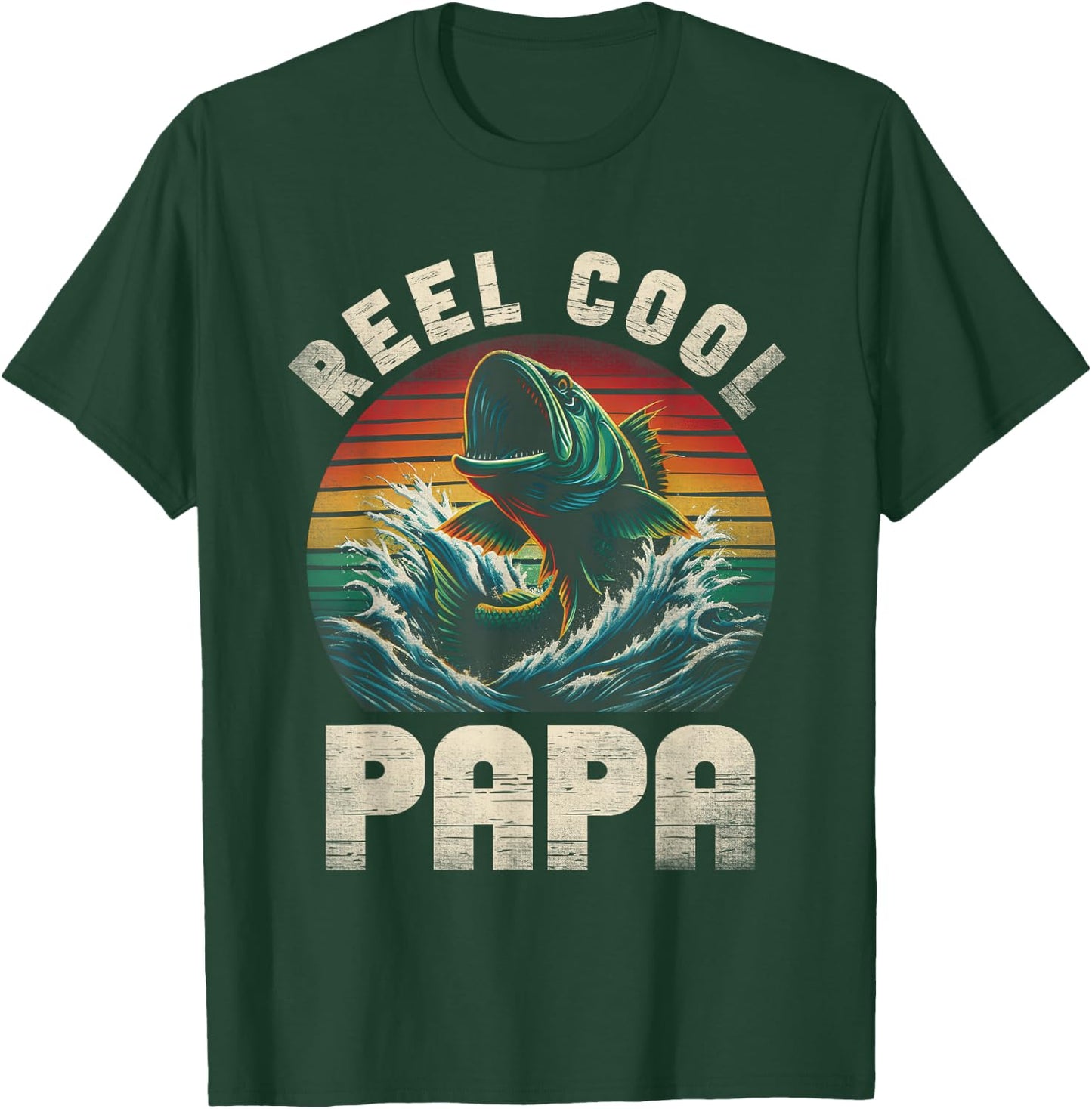 Reel Cool Papa Fishing Papa Father's Day Fisherman Fish T-Shirt - T-Shirt | Forest