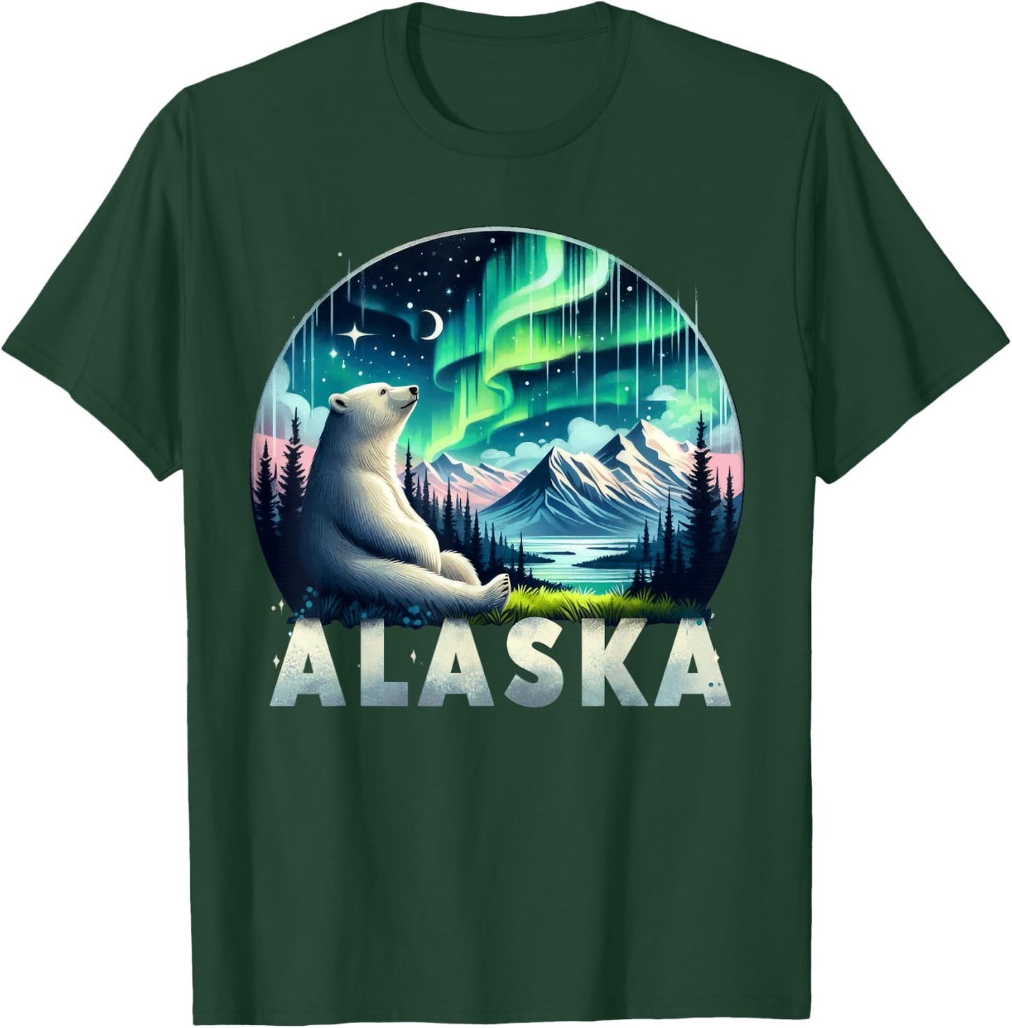 Alaska Northern Lights Aurora Viewing Vacation Alaska Trip T-Shirt - T-Shirt | Forest