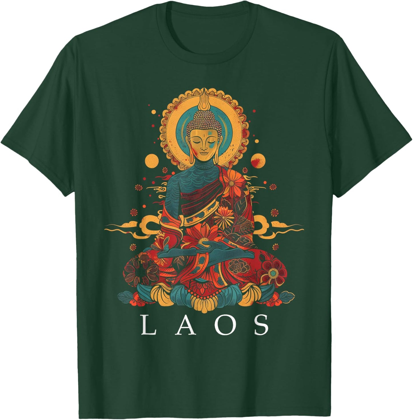 Laos Buddha Vintage Buddhist Souvenir T-Shirt - T-Shirt | Forest
