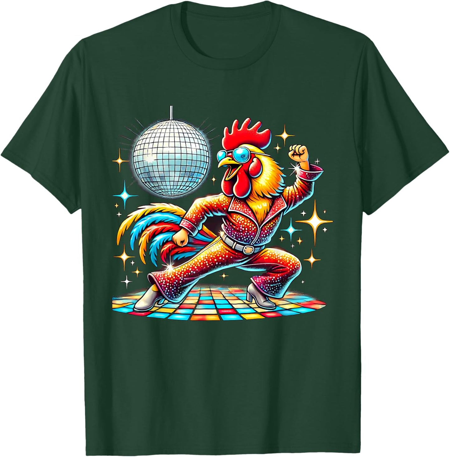 Aesthetic Rooster Disco T-Shirt - T-Shirt | Forest