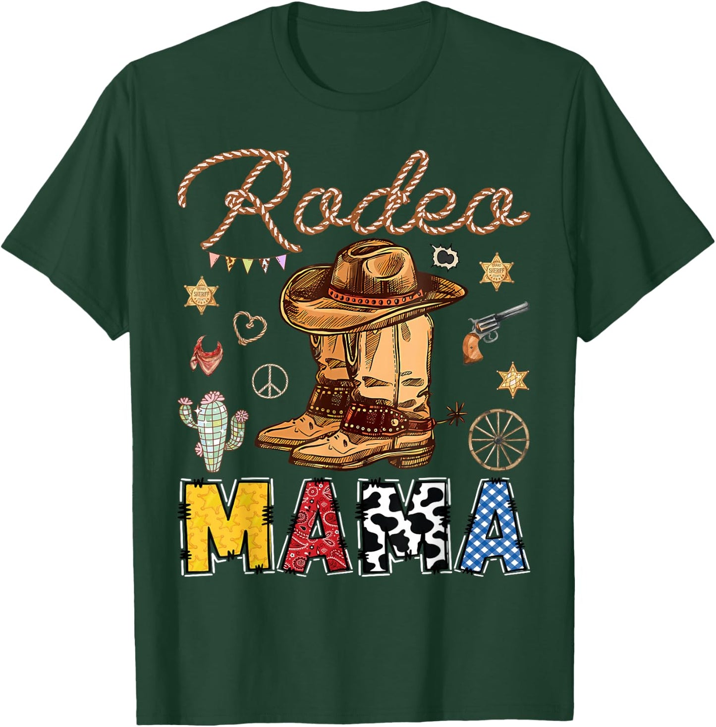 Rodeo Mama Western Birthday Cowboy Matching Family T-Shirt - T-Shirt | Forest