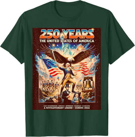 Retro Funny Poster Style United States 250 Anniversary T-Shirt - T-Shirt | Forest